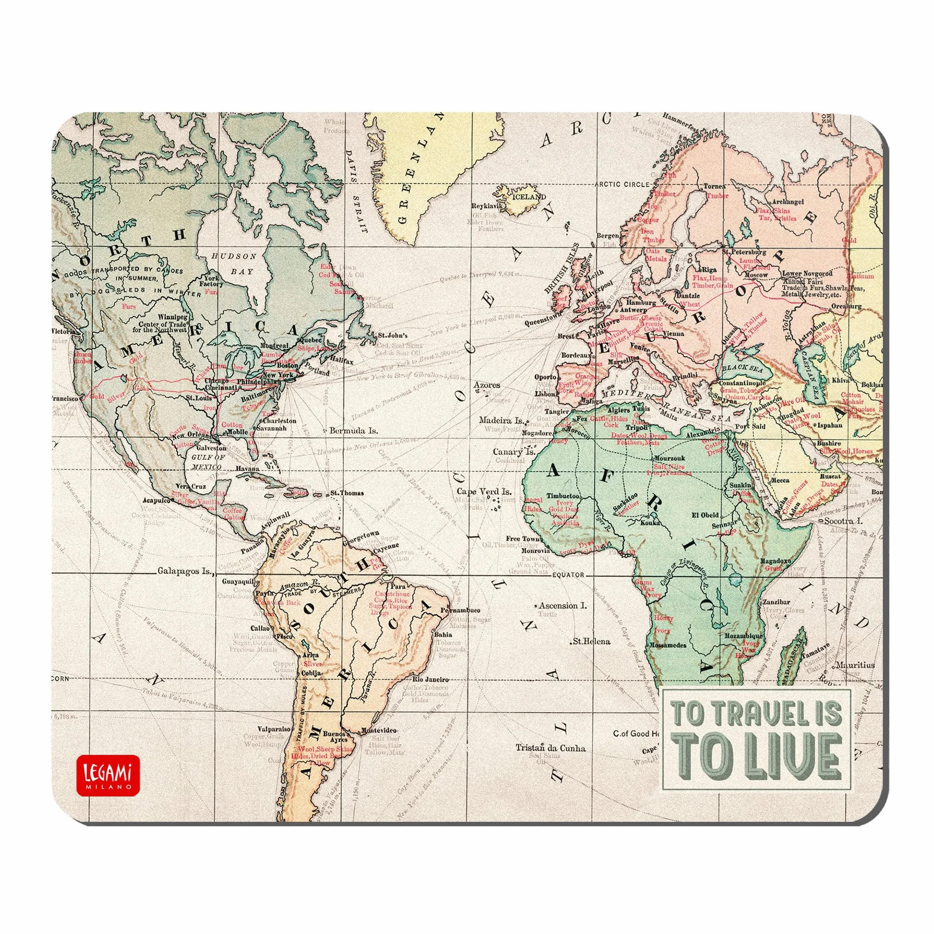 Legami Mousepad 21x18 cm Travel Antipolvere Antiriflesso Small