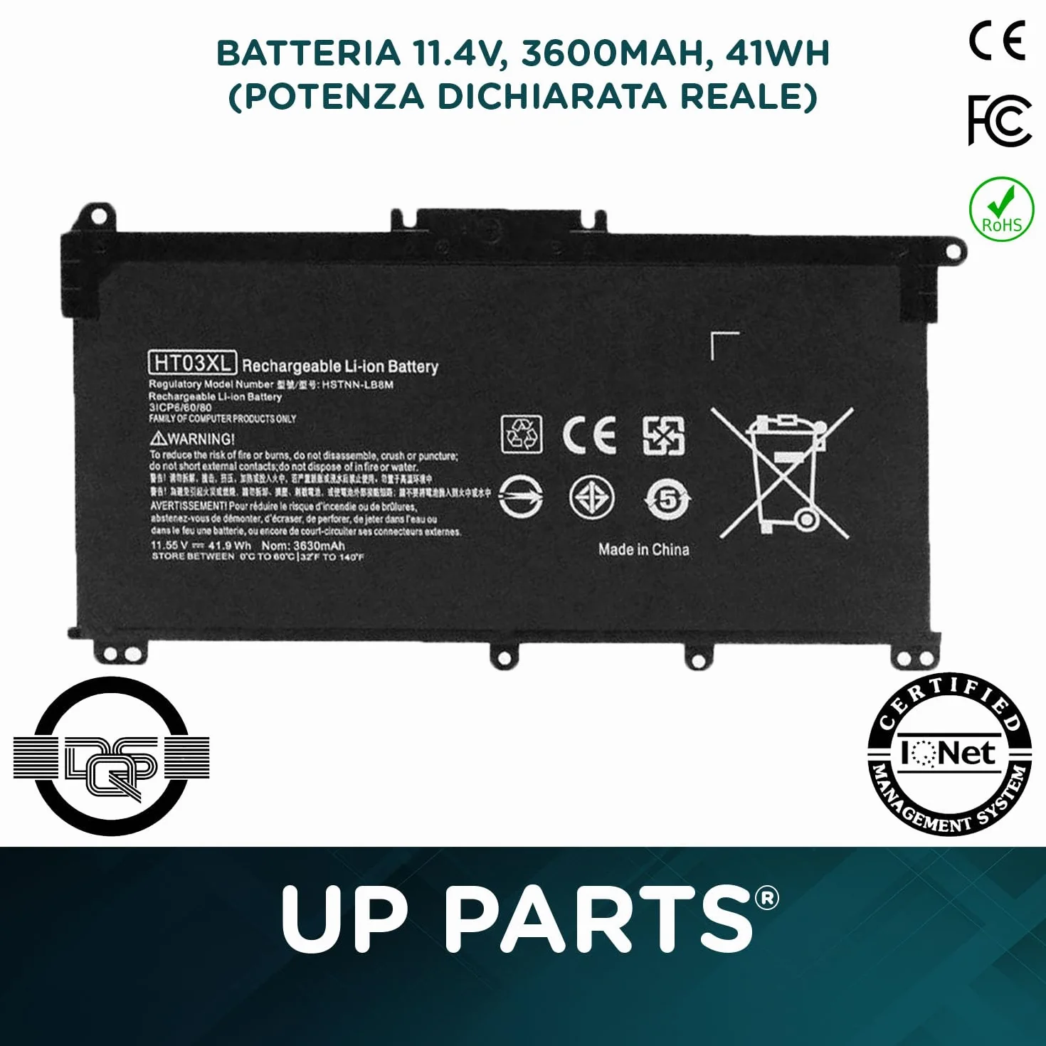 Batteria compatibile con HP HT03XL, HTO3XL Batteria L11119-855 Computer Portatile Compatibile HP 240, 245, 250, 255 G7, con PC Pavilion 14-CD, 14-CE, 14-CF (Capacità: 3600 mAh | 41 Wh)