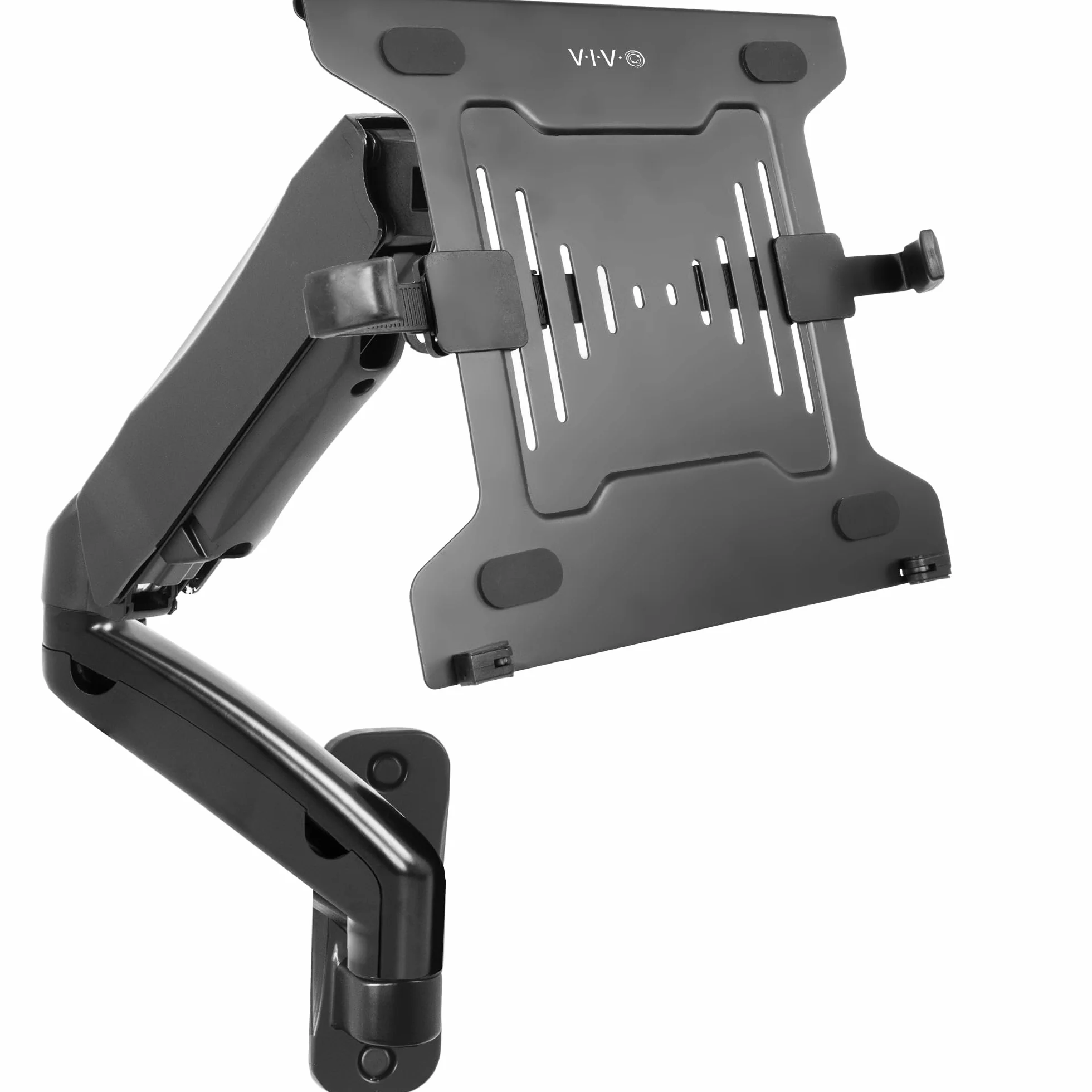 VIVO Supporto da parete per computer portatile, braccio esteso pneumatico regolabile in altezza, vassoio per notebook articolato a movimento completo, adatto a schermi da 10 a 15,6", nero,