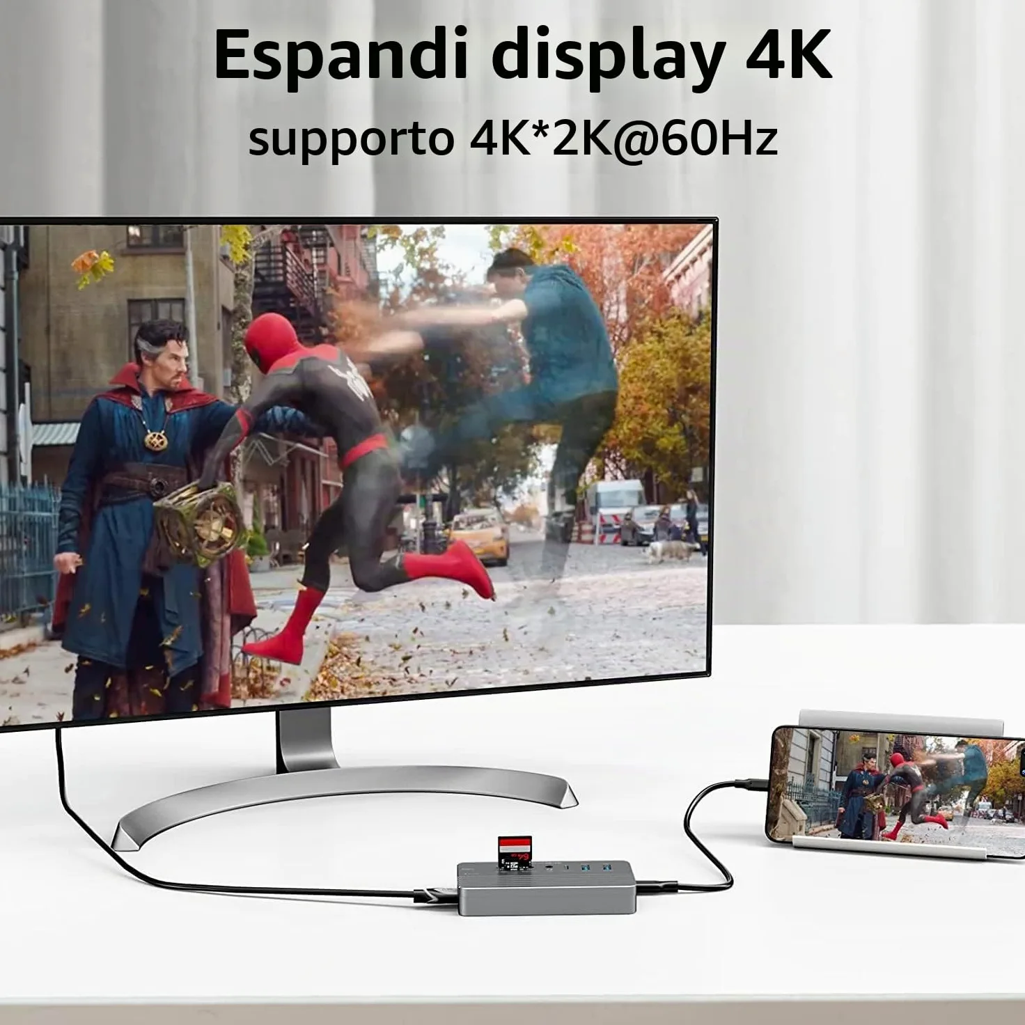 Hub USB-C con Custodia per Disco Rigido, Adattatore hub USB C 10 in 1 con Custodia per Disco Rigido Esterno SSD M.2, HDMI 4K, USB 3.0, Lettore di Schede SD/TF Compatibile con Laptop, IPad (Grigio)