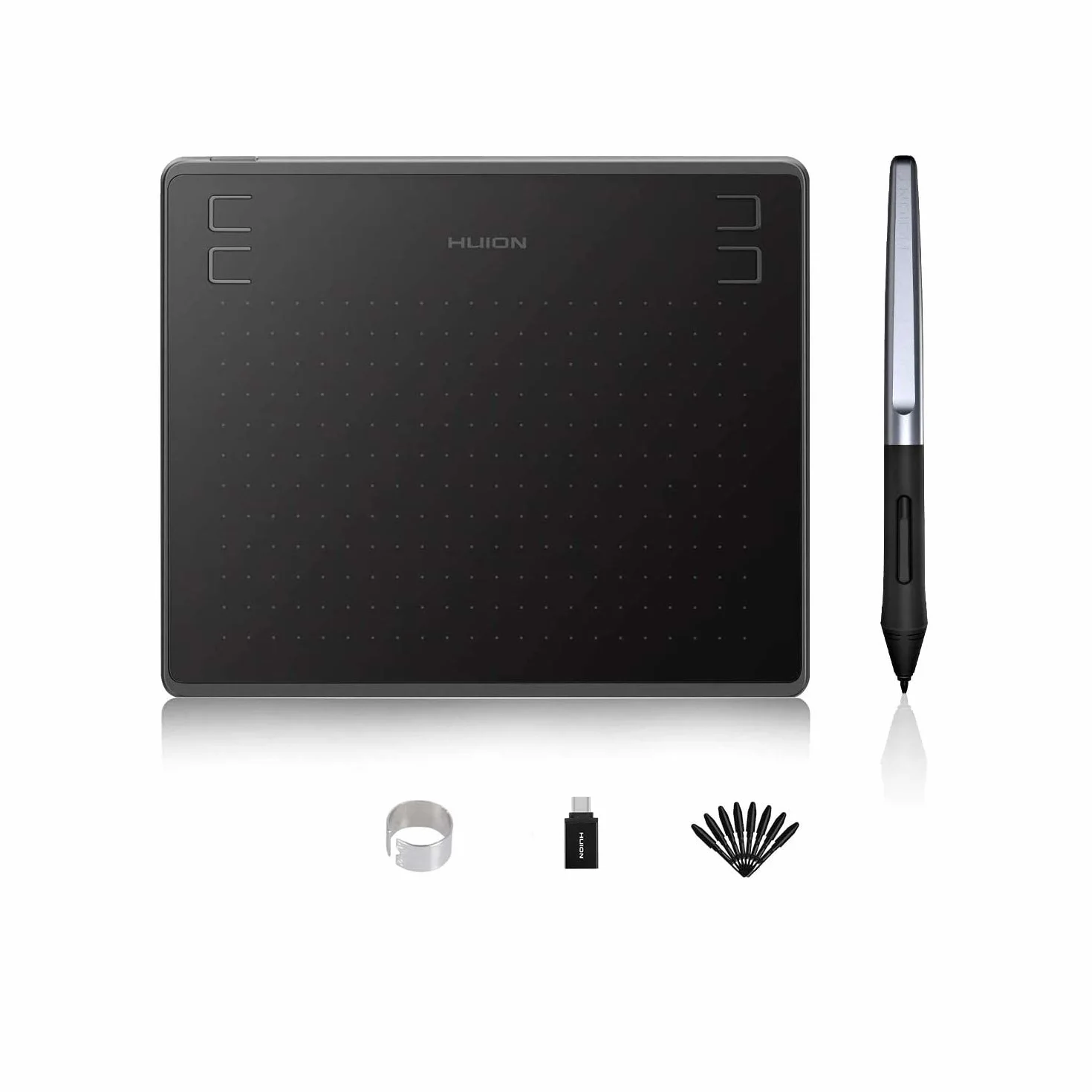 HUION HS64 Tavoletta Grafica con Penna a Pressione 8192 Senza Batteria con Pressione a Quattro Tasti Supporta il Sistema Operativo Android 6.0, Windows e MacOS