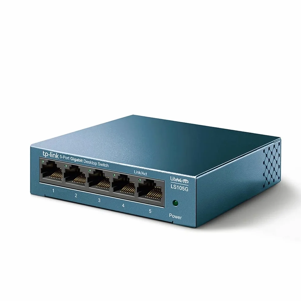 TP-Link Ls105G Switch Ethernet 5 Porte Gigabit, Sdoppiatore Ethernet, Struttura In Metallo, 802.1P/Dscp Qos, Funzionamento Silenzioso, Montaggio Desktop, Blu, ‎9.98 x 9.8 x 2.5 cm; 190 grammi