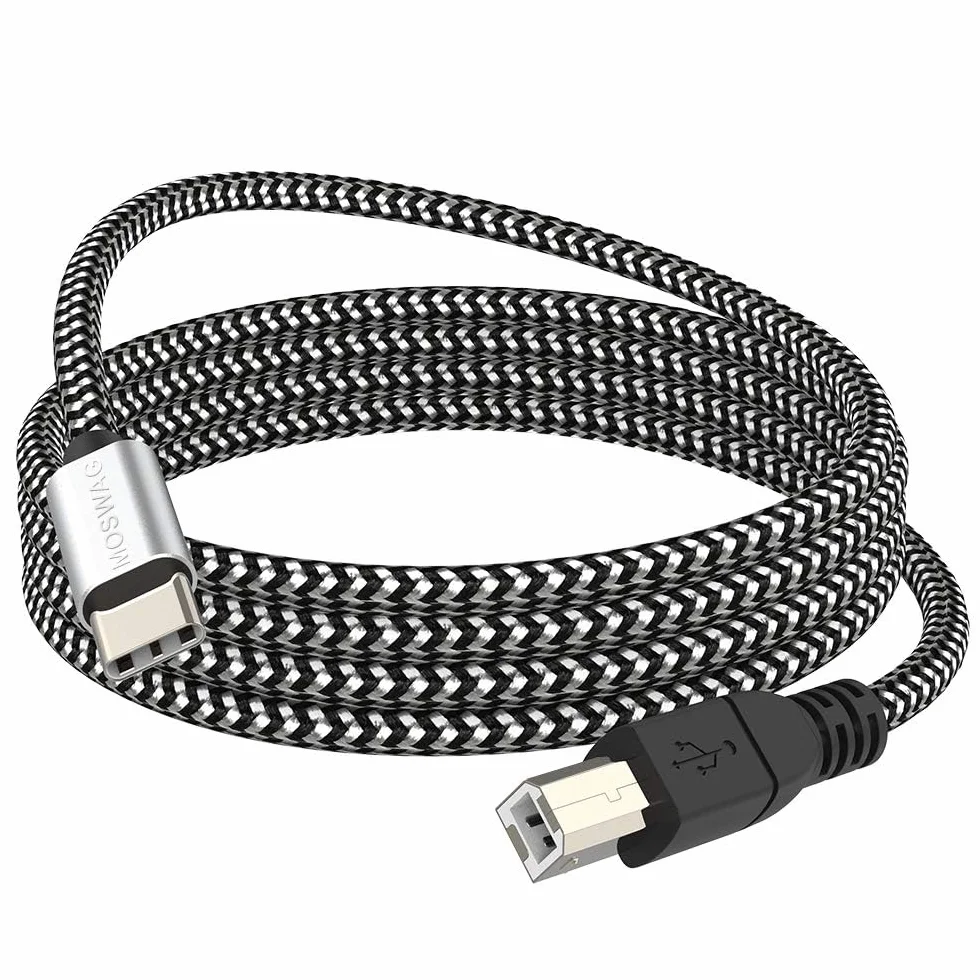 MOSWAG Cavo USB C a USB C 480 Mbps 1M Intreccio Nylon Guscio Alluminio per Stampante Tastiera MIDI Smartphone