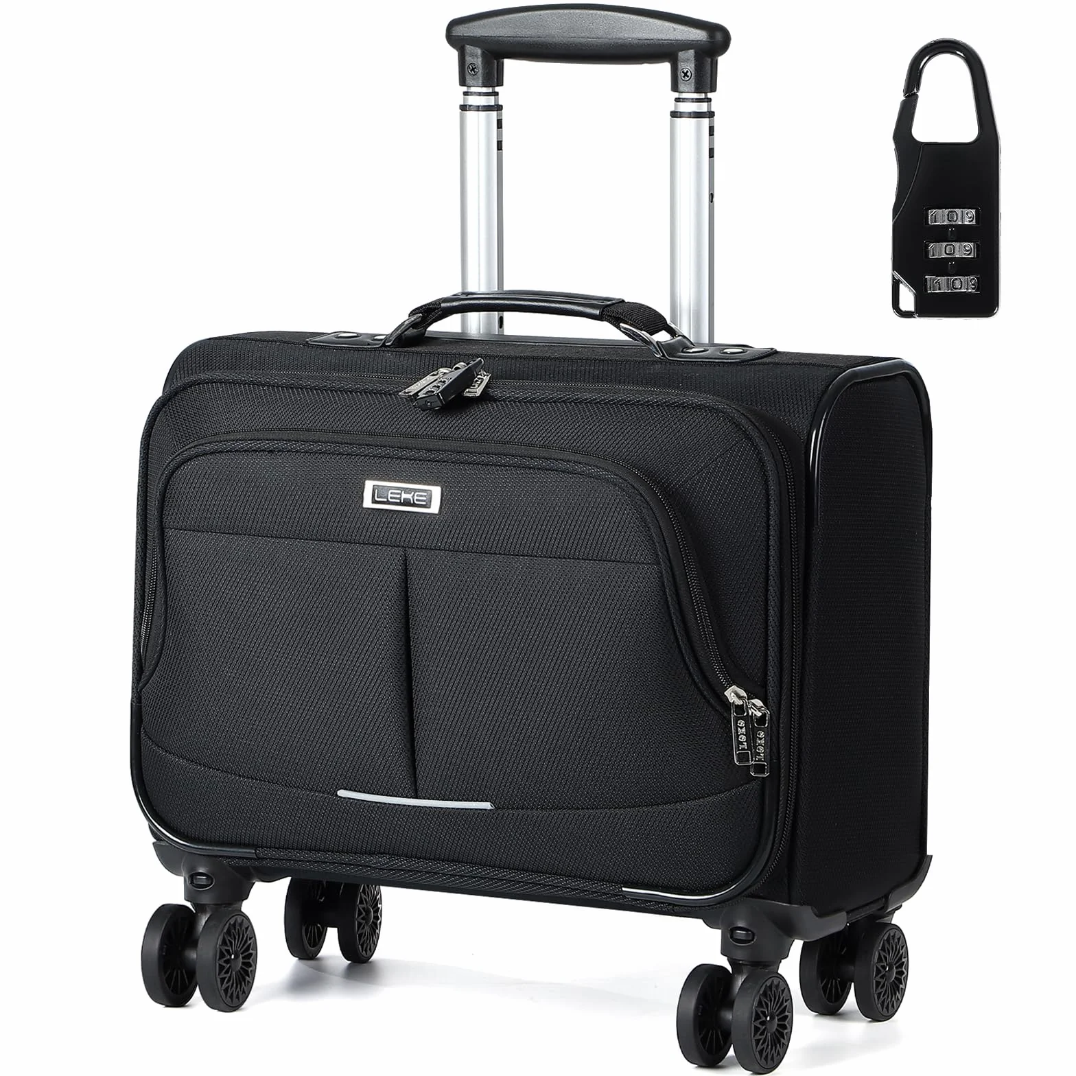 Borsa Trolley Porta PC con lucchetto TSA - Trolley Cartella con 4 Ruote per Laptop Fino a 15,6 Pollici, Impermeabile Valigia Trolley per Viaggi Business Vacanze Lavoro Uomo Donna - Nero
