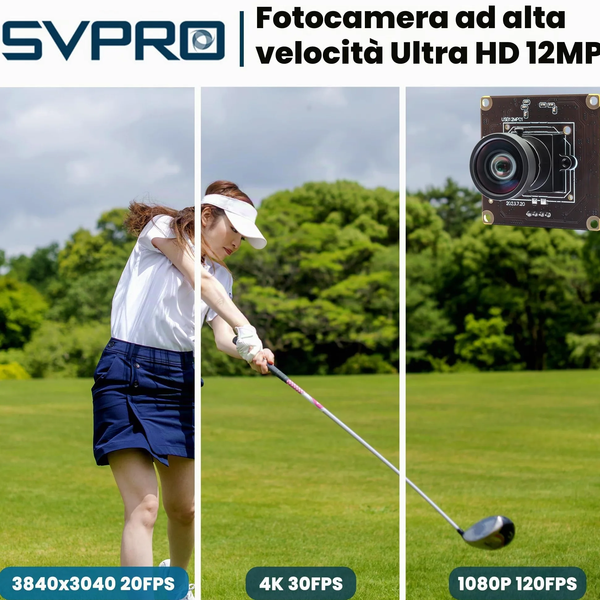 Svpro Modulo fotocamera USB 12 MP 4K 30 fps, IMX577 1080P 120 fps, telecamera ad alta velocità M12, grandangolo, PC, per Raspberry Pi