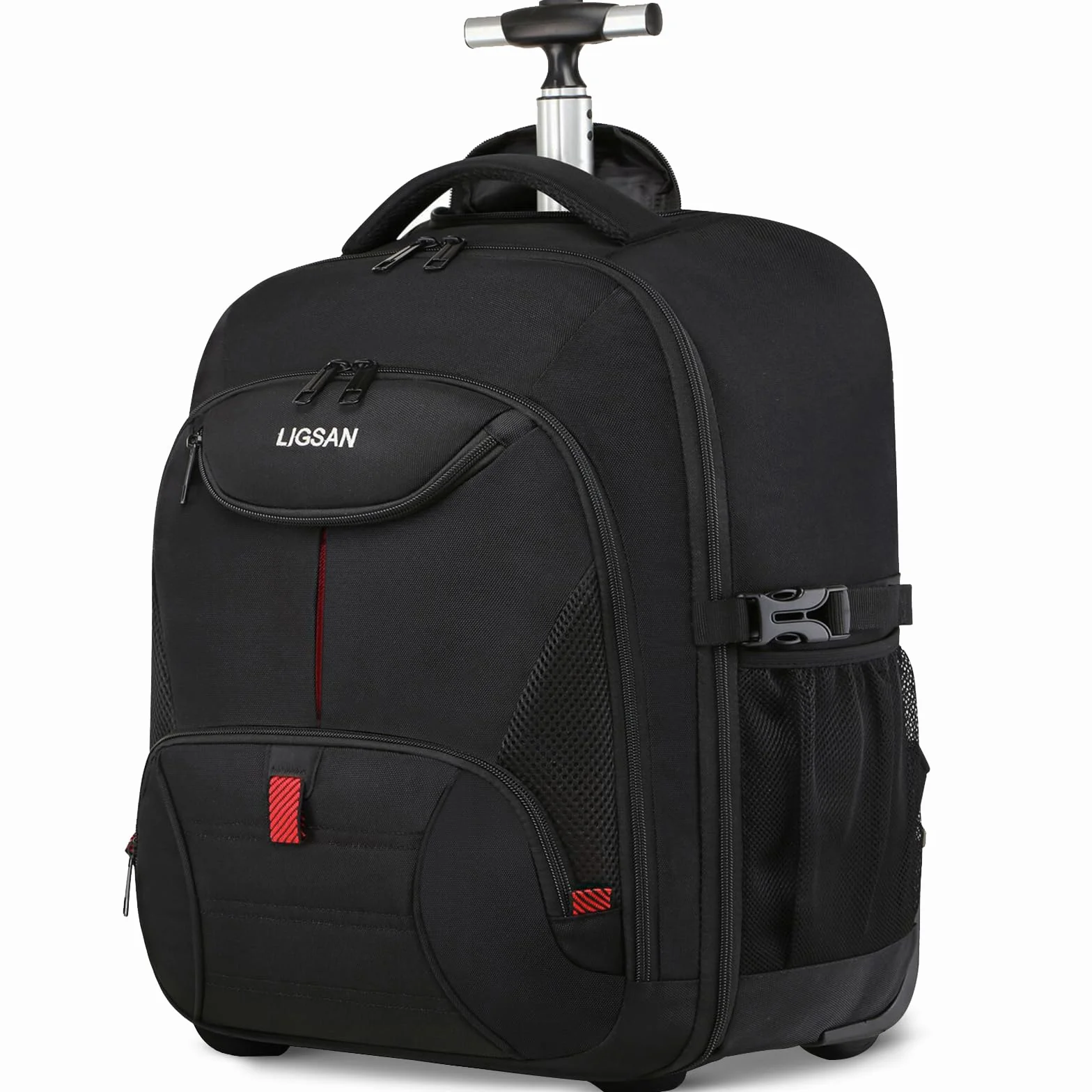 Zaino Trolley per PC Portatile Borsa per Laptop Zaino con Ruote Porta PC Portatili 17 pollici Impermeabili Valigia per Computer Zaino Bagaglio a Mano Zaino Viaggio con Ruote per Uomo Donna -Nero
