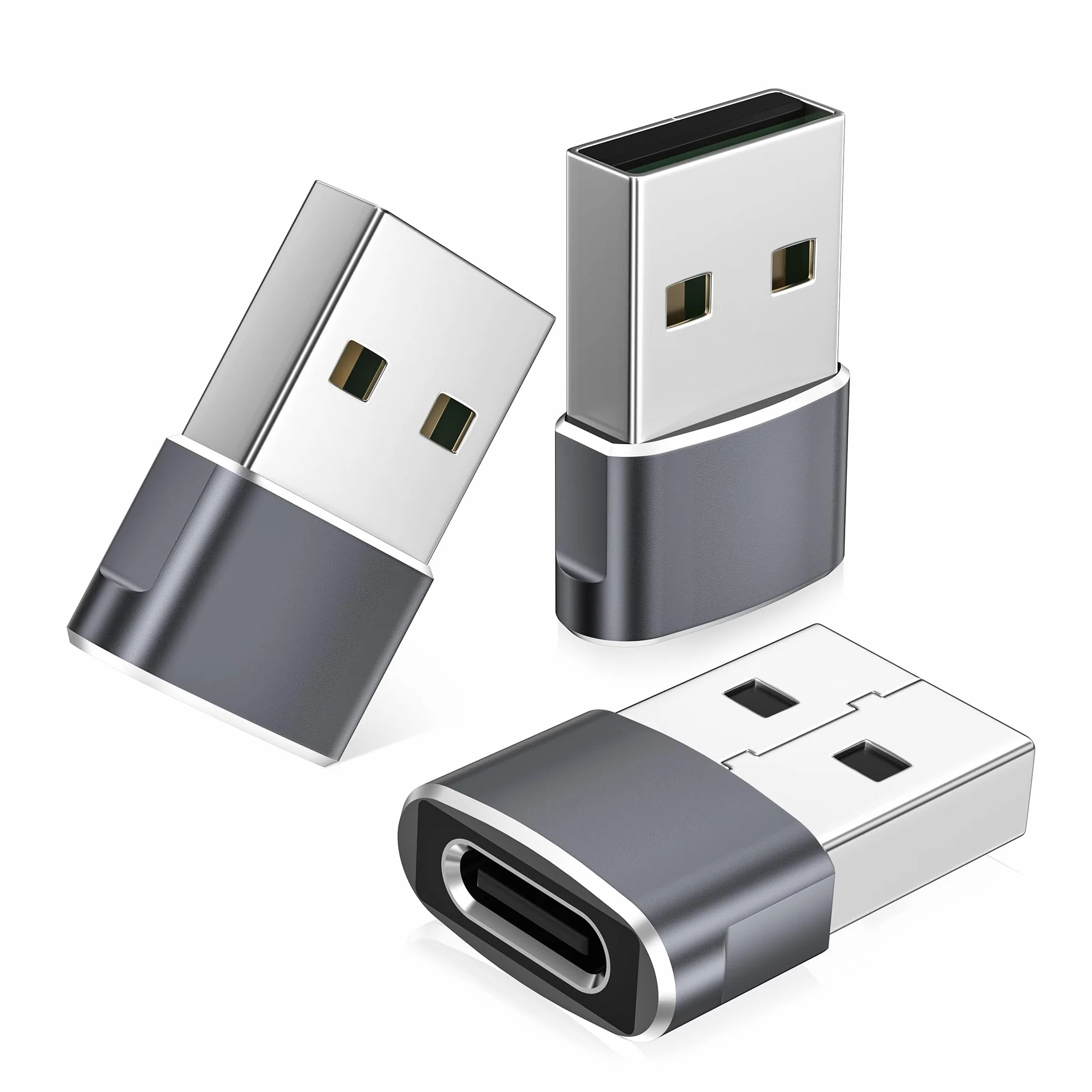 BASESAILOR Adattatore USB C a USB per iPhone 16 Pro Max 3 Pezzi, Tipo C Femmina a Maschio Cavo Caricatore per Apple iWatch iPad Airpods Samsung S25 S24 S23