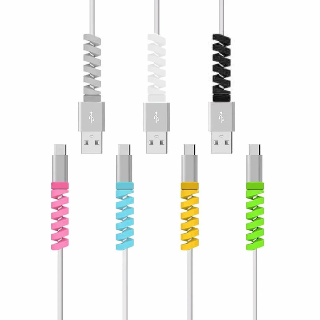 21 pezzi salvacavi per caricabatterie di tipo C, protezione micro USB flessibile in silicone, protezione per cavo del mouse, adatta per tutti i telefoni cellulari (7 colori)