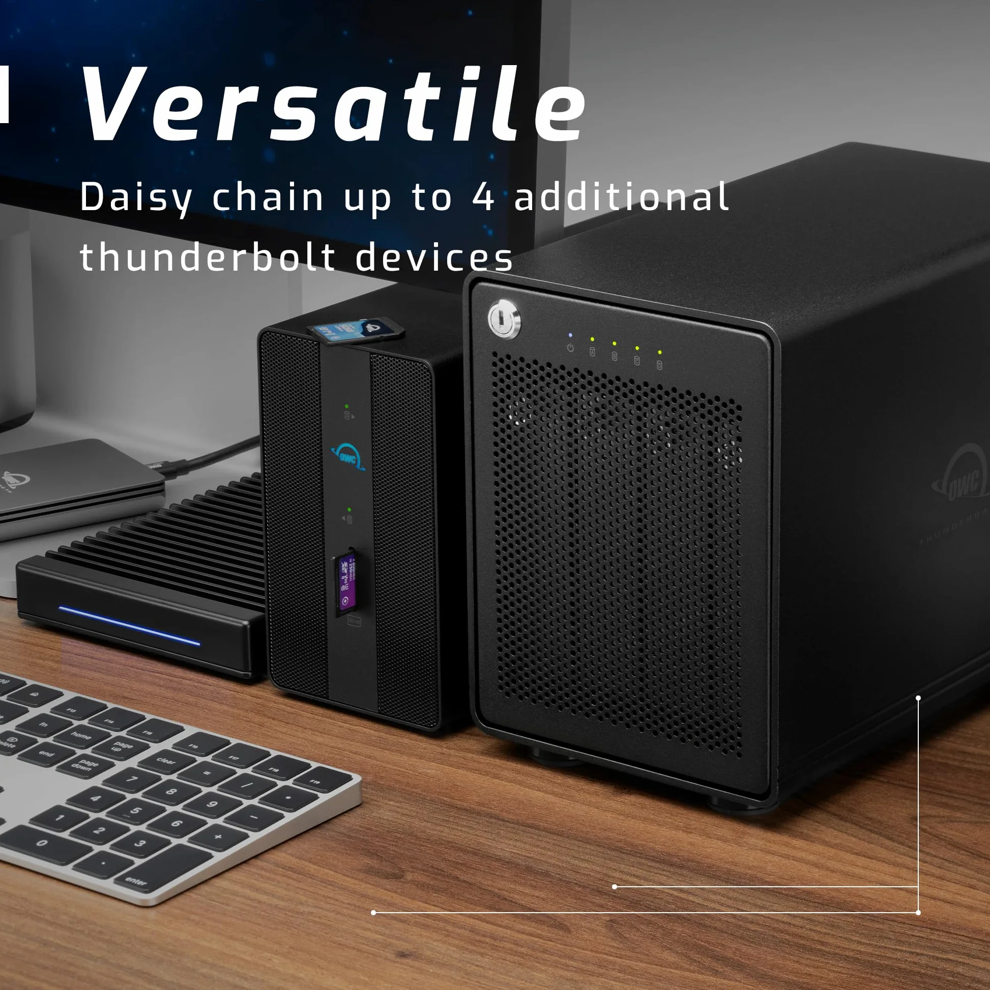 OWC Enclosure di archiviazione a 4 vani con doppie porte Thunderbolt 3