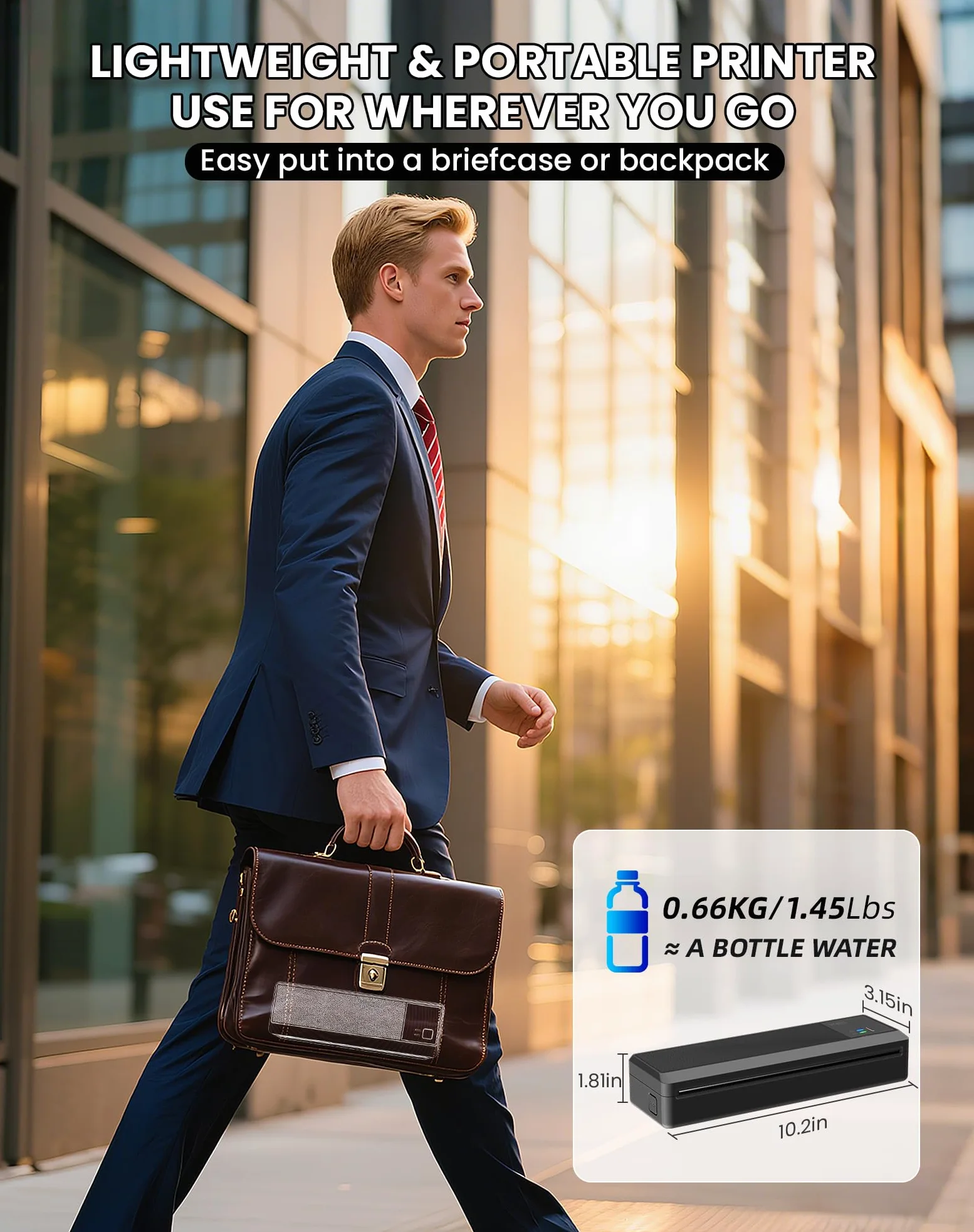 vretti Stampante Portatile A4 Compatibile con Phone/PC/USB, Bluetooth | Wireless Stampante Termica Stampa Contratti/Ricevute/Documenti,Nero