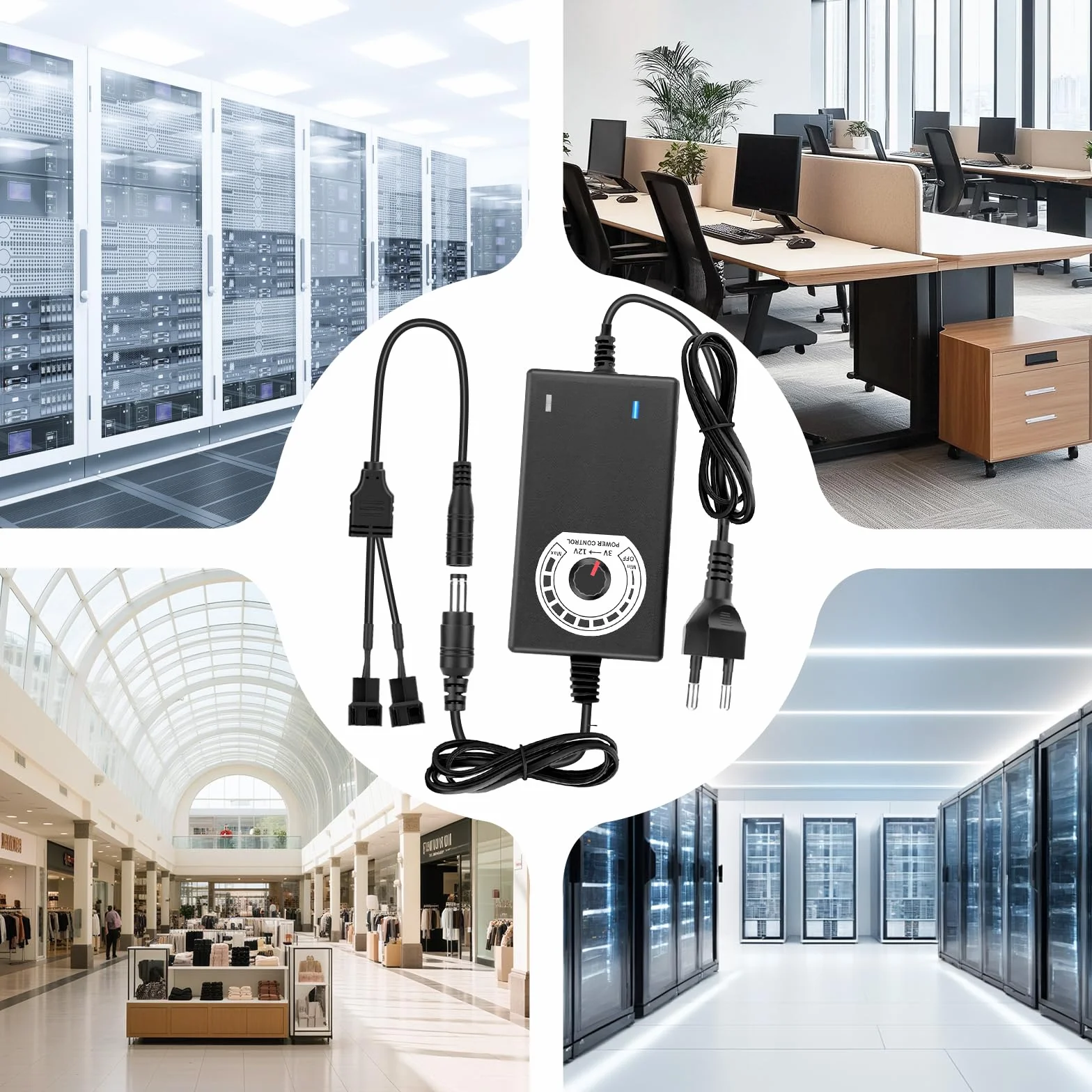 RUIZHI 2Pin PWM Controller per ventola e alimentatore 12V, da 100–240V AC a 3–12 V DC, modulo di controllo della velocità del ventilatore PWM