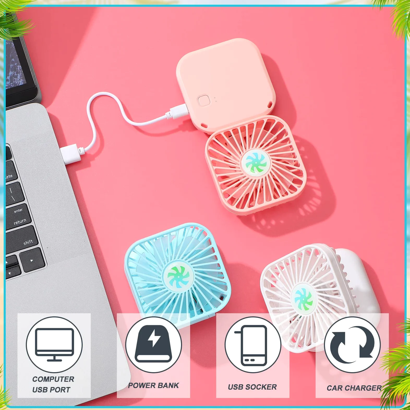 Hortsun Mini ventilatore portatile portatile da appendere al collo ventilatore da appendere alla collana ventilatore pieghevole elettrico mini ventilatore da scrivania silenzioso ricaricabile USB