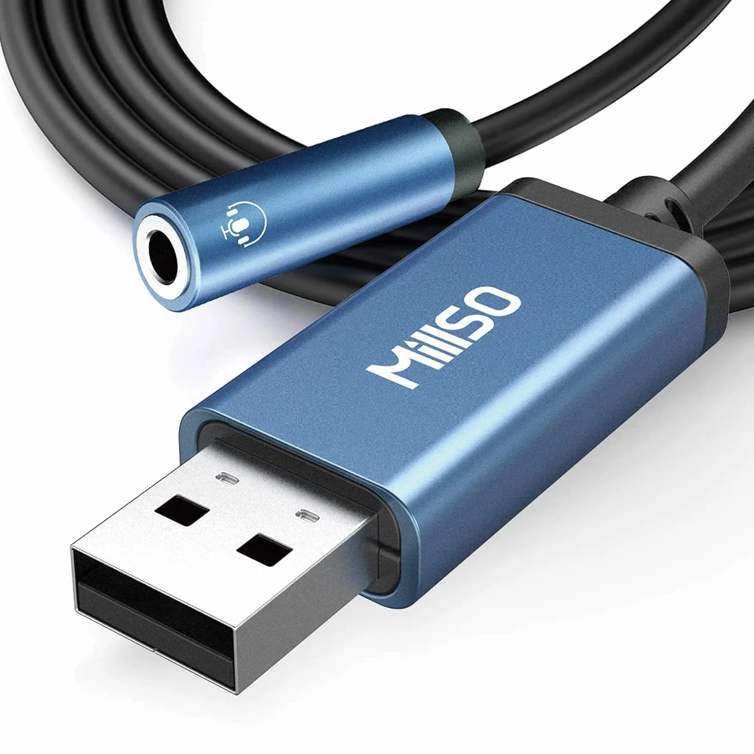 MillSO Adattatore jack da USB a 3,5 mm TRRS Aux femmina (audio e microfono) scheda audio esterna USB Audio Stereo Adattatore esterno per PS4 Laptop Computer Cuffie - 100 cm