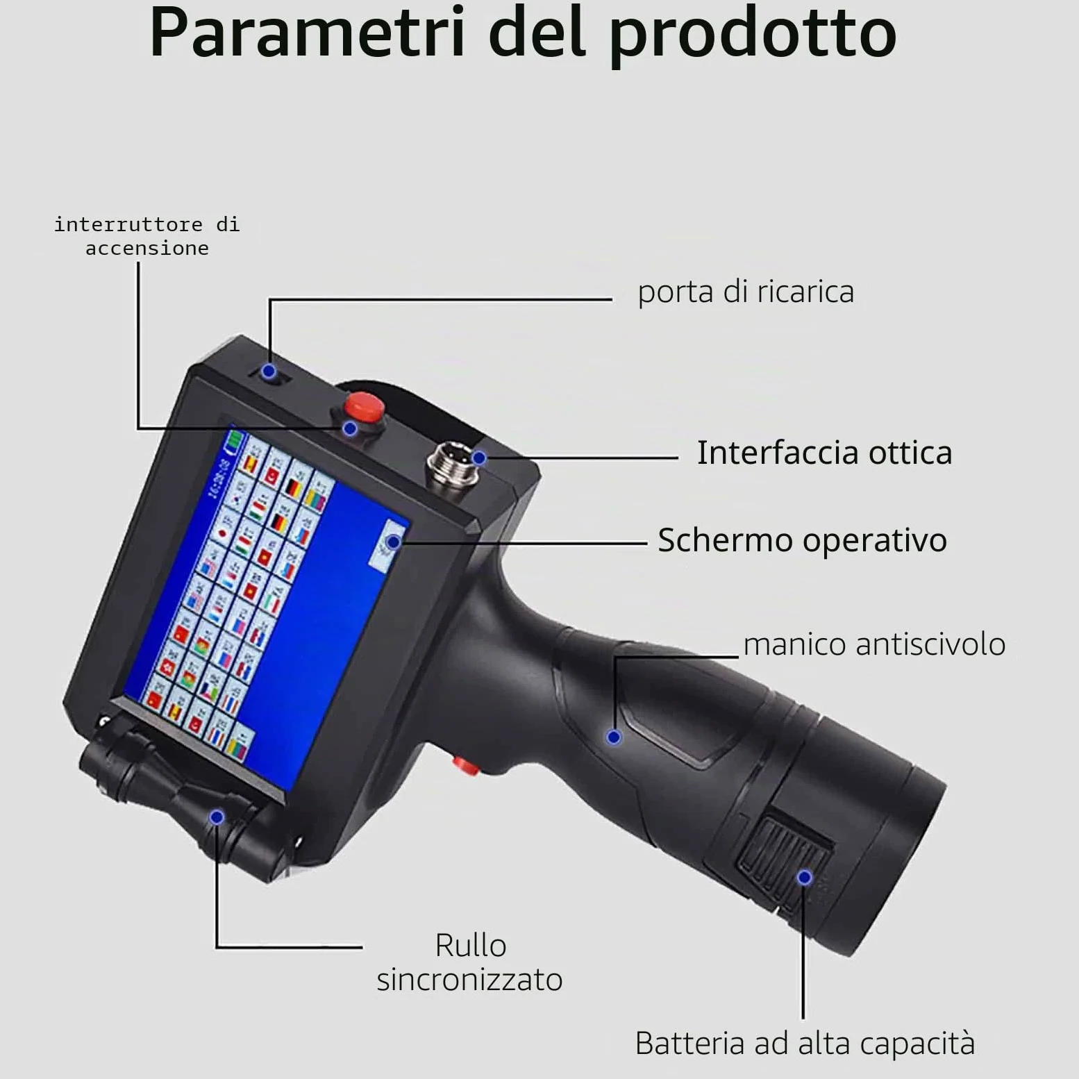 Stampante Portatile a Getto d'Inchiostro, Stampante Portatile con Touch Screen da 4,3 Pollici, Macchina per la Codifica a Getto d'Inchiostro ad Asciugatura Rapida per Data di Scadenza