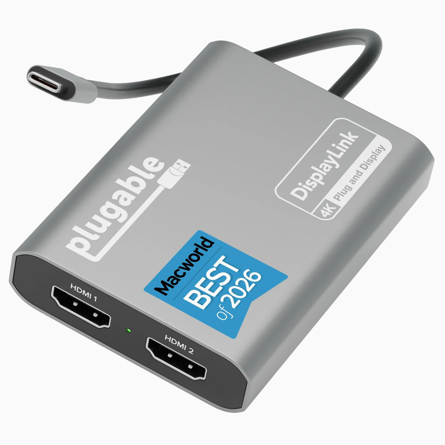 Plugable Technologies USBC-6950M adattatore grafico USB 3840 x 2160 Pixel Argento (Plugable USB-C Dual 4K HDMI Adapter)