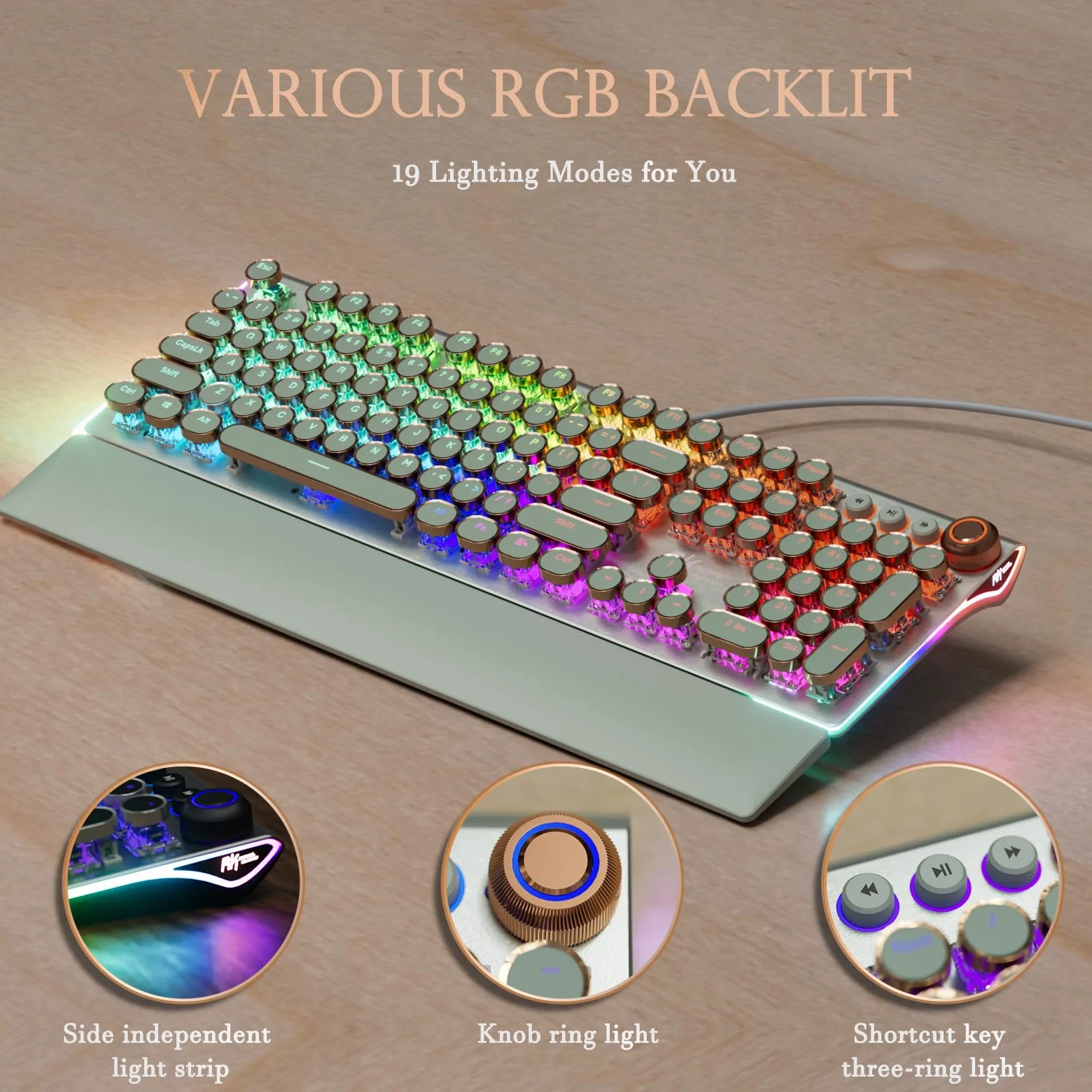 RK ROYAL KLUDGE Tastiera da gioco RKX108, interruttore blu, verde erba