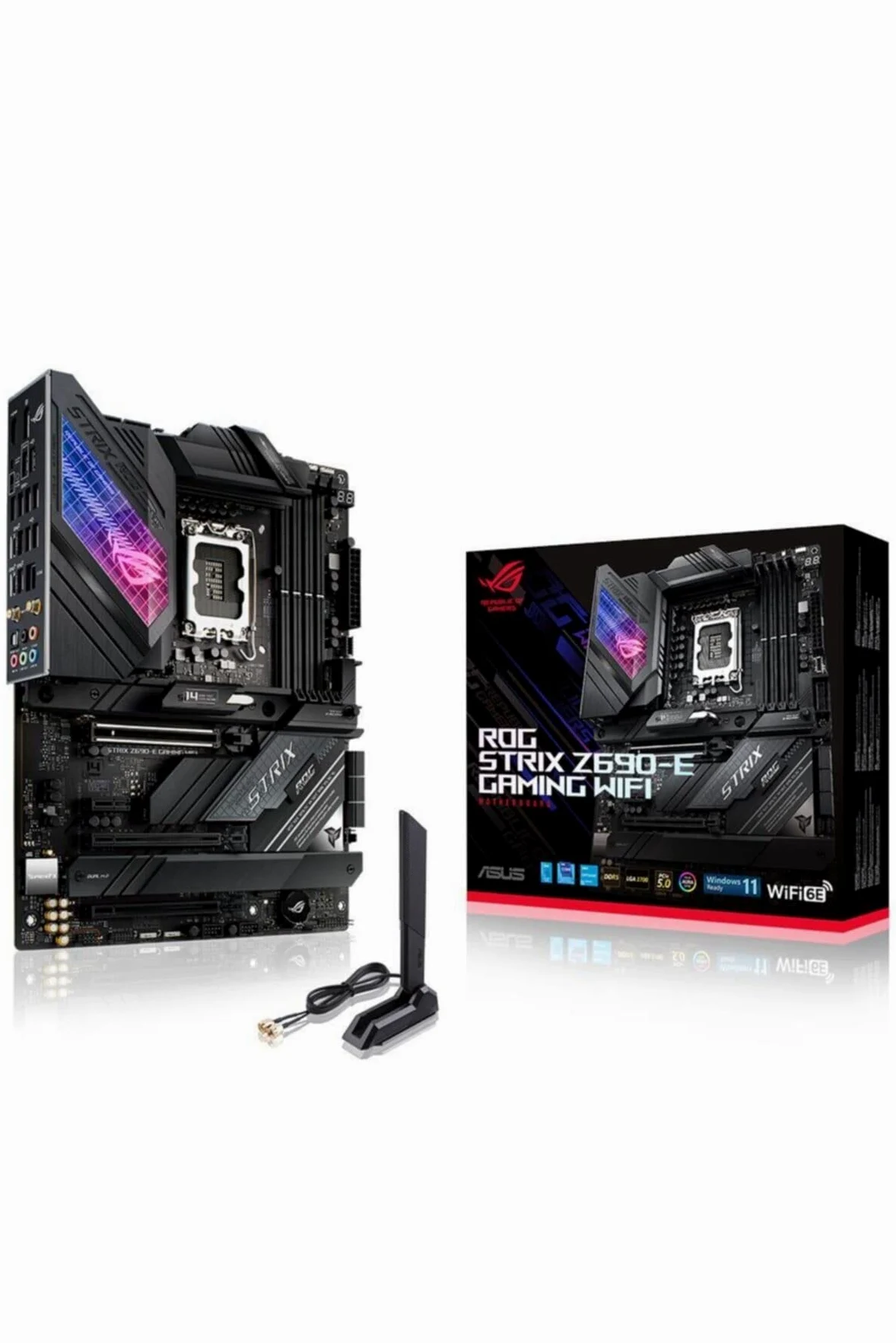 ASUS ROG Strix Z690-E Gaming WiFi Scheda Madre ATX, Intel Z690, LGA1700, DDR5, PCI 5.0, WiFi 6E (802.11ax), Intel 2.5Gb Ethernet, ROG SupremeFX 7.1, 4xM.2, 6xSATA 6GB/s, Aura Sync RGB, Nero