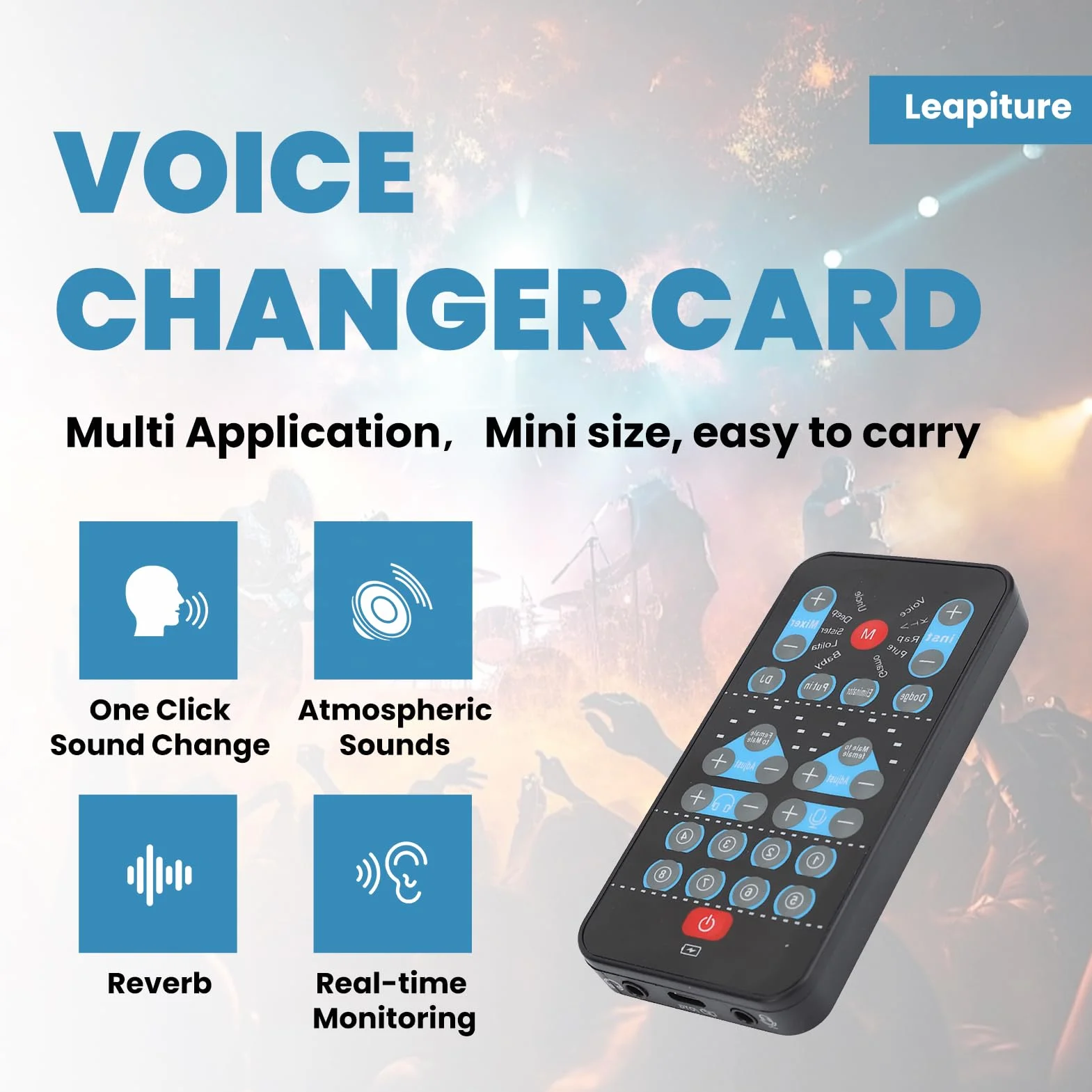 Mini Cambia Voce, 8 Effetti Sonori Supportano L'abbellimento Multilingue, Scheda Audio Portatile per Streaming Live, Telefono Cellulare, Computer
