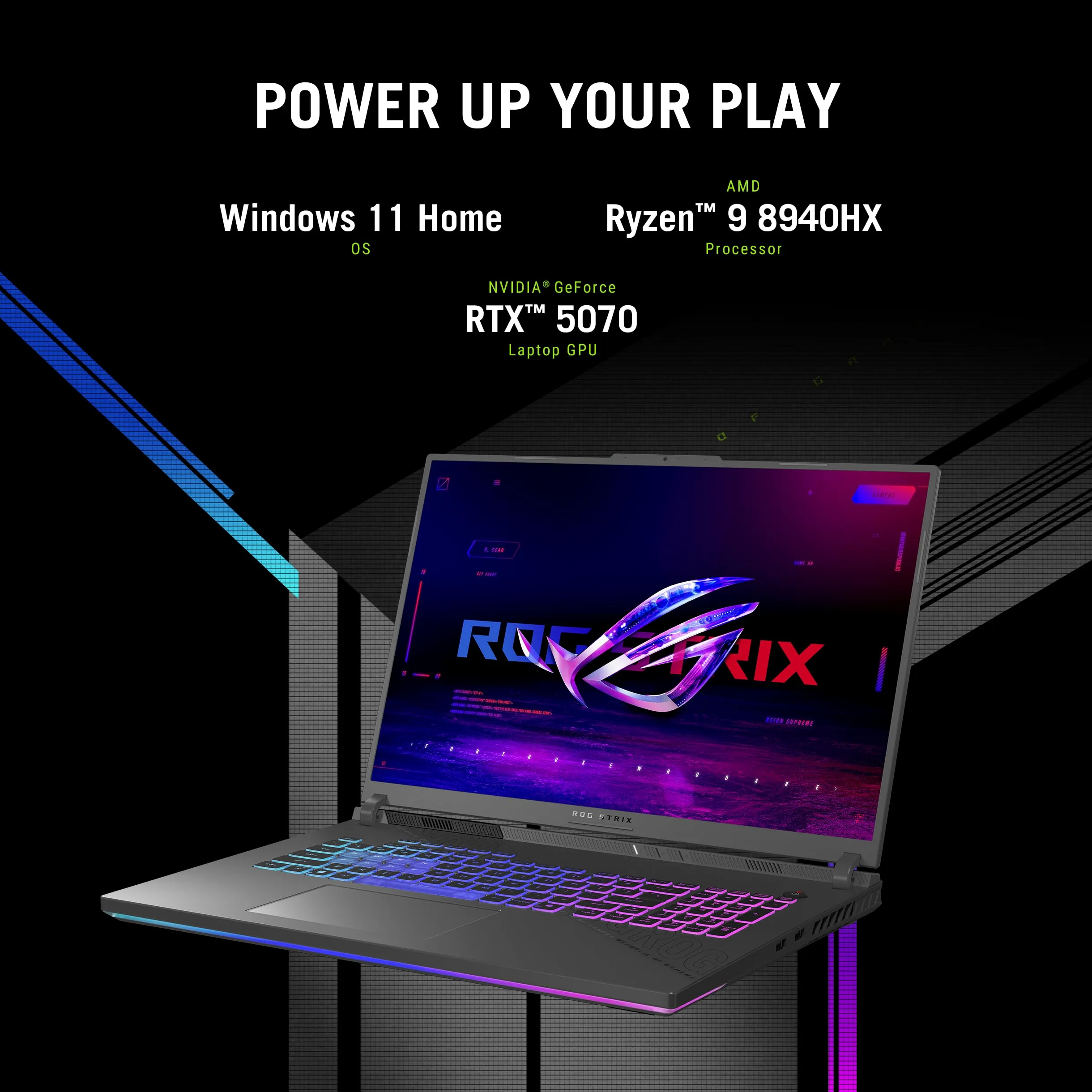 ASUS ROG Strix G18 ROG Nebula Display 2.5K 240Hz 3ms 18 pollici Gaming Laptop AMD Ryzen 9 8940HX 16GB RAM 1TB SSD NVIDIA GeForce RTX 5070 Eclipse Grigio