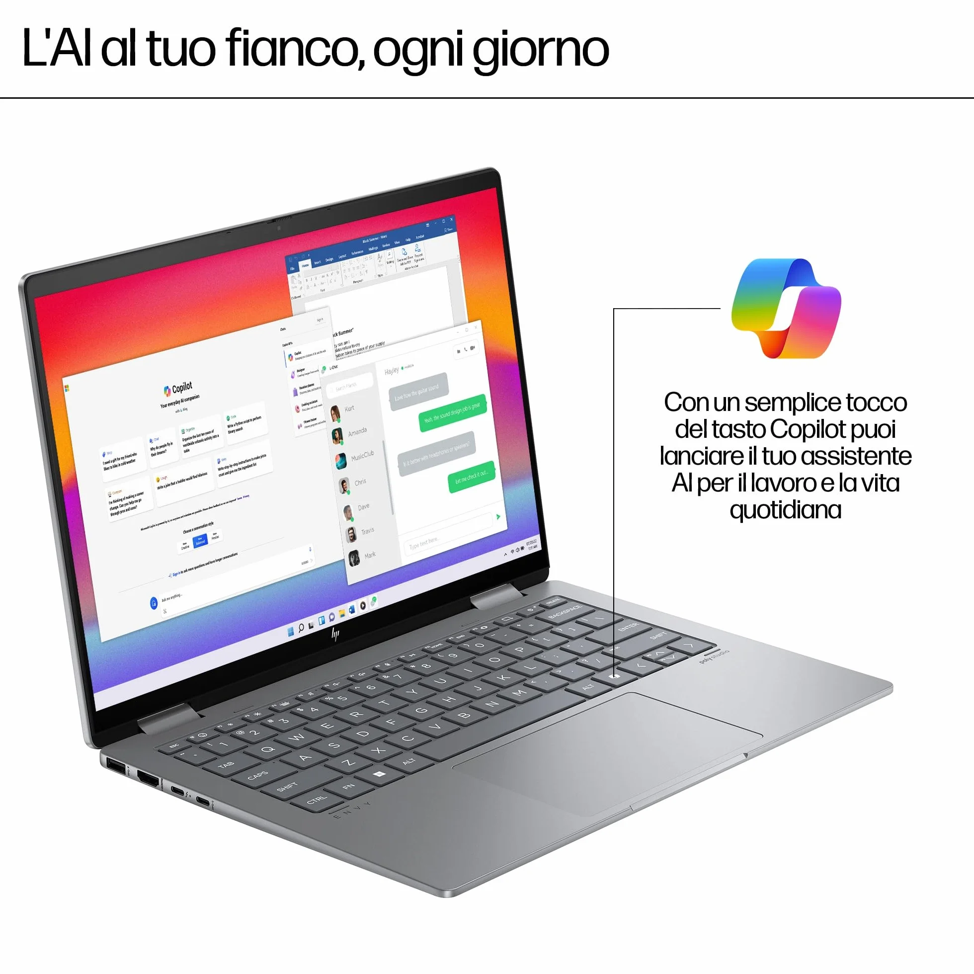 HP Envy X360 14-fc0002sl, Intel Core Ultra 7-155H, Intel Evo Edition, AI, RAM 32GB, SSD 1TB, Display Touch 14” OLED 3K 400 Nits VRR 120Hz, Poly Studio Cam TNR, Windows 11, Blu