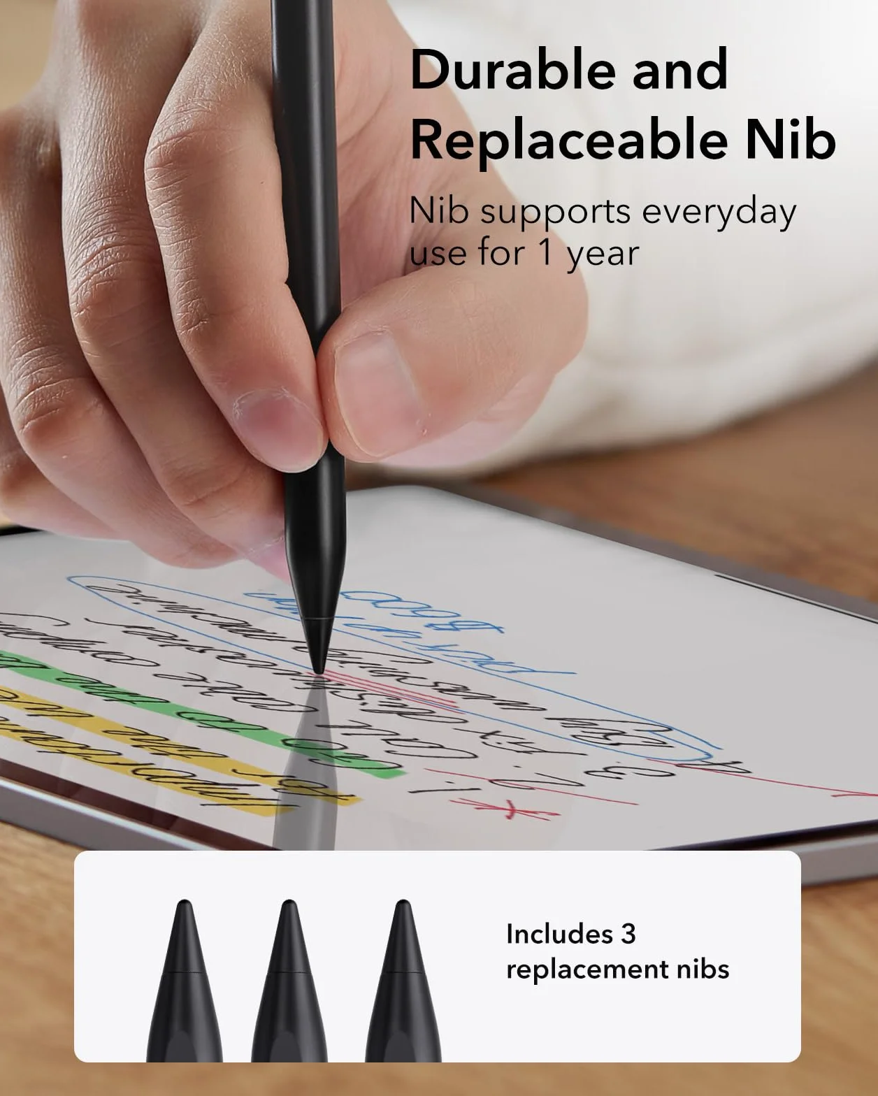 ESR Penna Stilo per iPad con sensibilità all’inclinazione, Pencil per Apple iPad 10/9/8/7/6, PRO 11, PRO 12.9, Mini 6/5 e iPad Air 5/4/3, Zero segni della Mano sullo Schermo, Aggancio Magnetico, Nero
