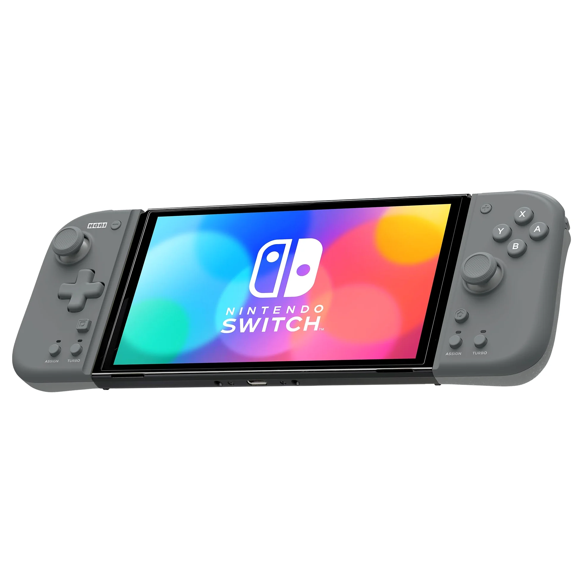 HORI Split Pad Compact Attachment Set (Cenere) Controller ergonomico per la modalita' portatile con adattatore cablato per Nintendo Switch/OLED - Licenza ufficiale Nintendo