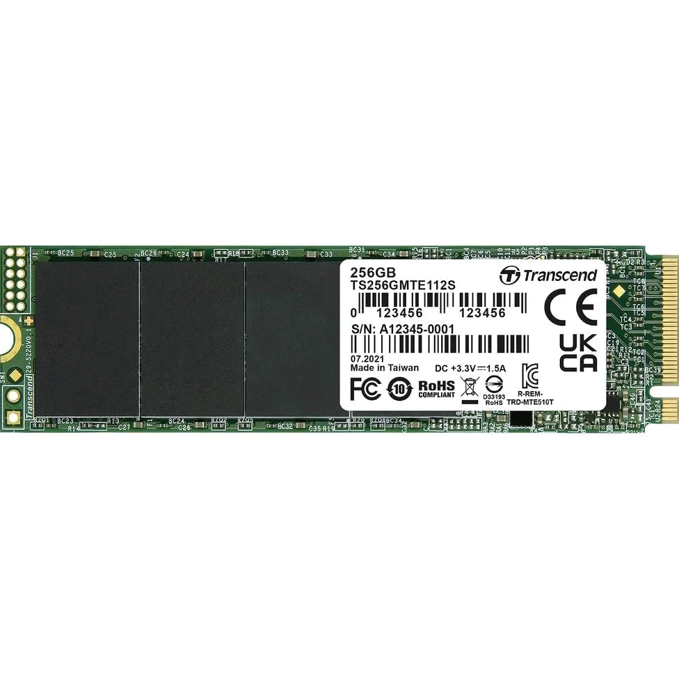 Transcend Unità a stato solido SSD M.2 NVMe PCIe Gen3 x4 MTE112S da 256 GB TS256GMTE112S