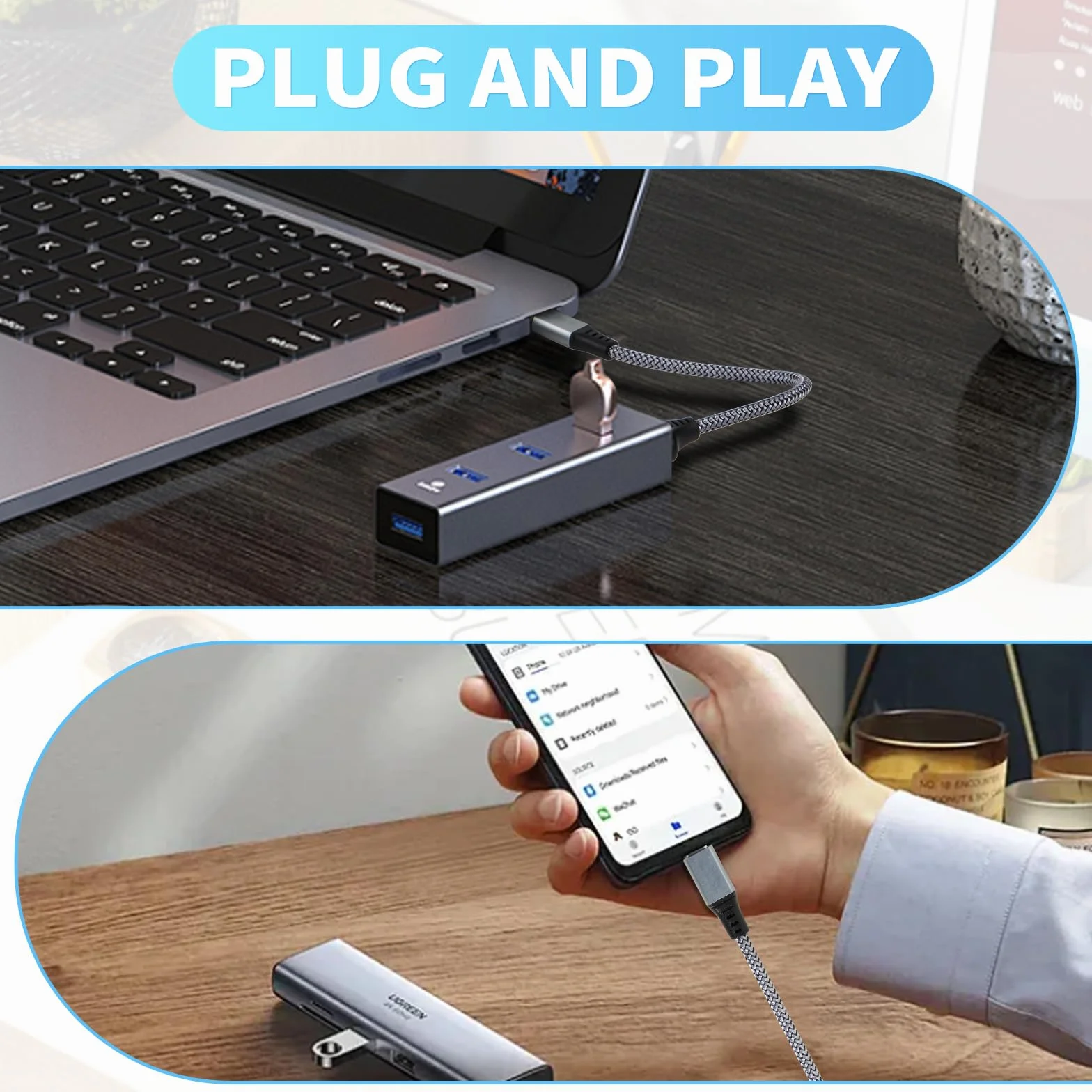 Adattatore USB C a USB 3.0 [2 Pezzi] - Cavo OTG Tipo C Maschio a Femmina Compatibile Con Galaxy S24, iPhone 16 Pro/15 Pro Max, iPad Pro, Huawei P30, Google Pixel 3XL