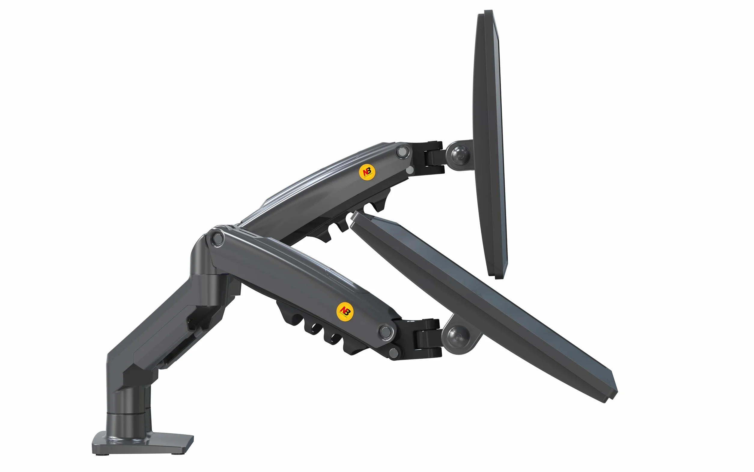 Ergosolid Supporto da scrivania per 2 Monitor PC LCD LED 17" - 27" Regolazione in più Assi, Girevole, Molla a Gas Fino a 2 x 9 kg