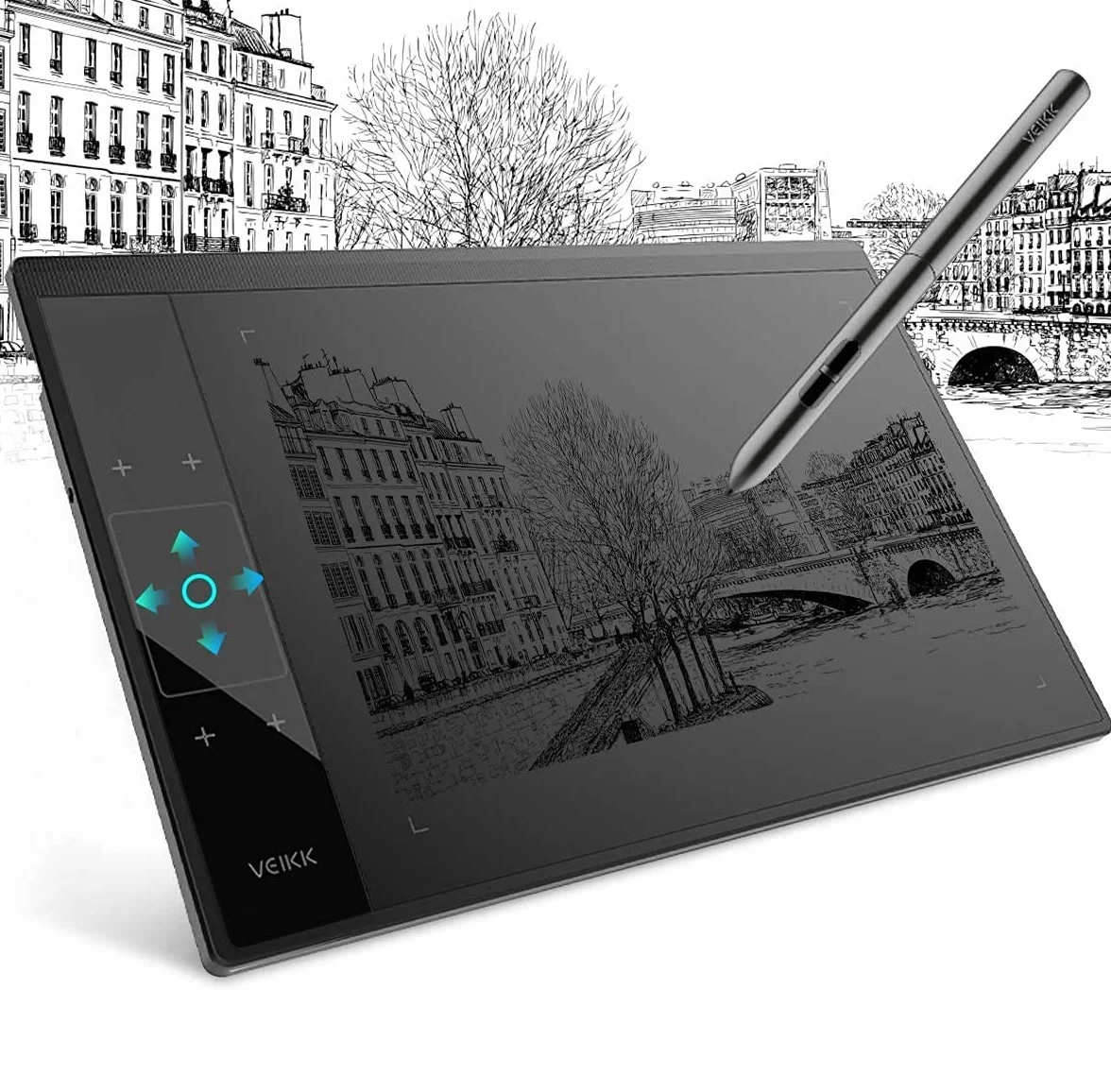 Tavoletta Grafica 10x6 Pollici con Touchpad Intelligente e 4 Tasti Scorciatoia, Tavola Grafica VEIKK A30 con Penna Senza Batteria e Pressione di 8192 Livelli Professionali