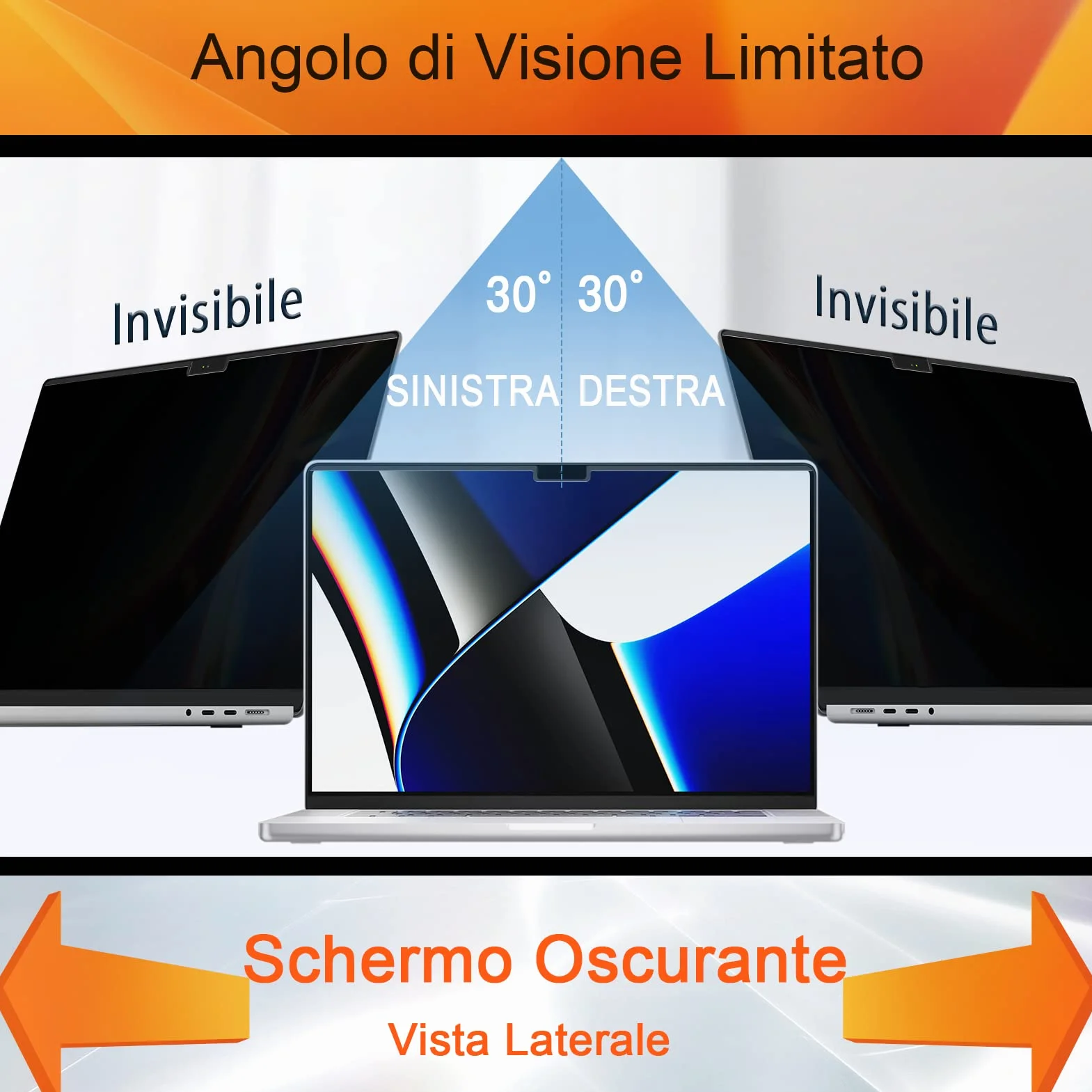 Filtro Privacy MacBook Magnetico Compatibile con MacBook Pro 13 Pollici(2016-2022, M1, M2) e MacBook Air 13 Pollici(2018-2021, M1), Anti Luce Blu Pellicola Protezione Della Privacy Filter Portatile