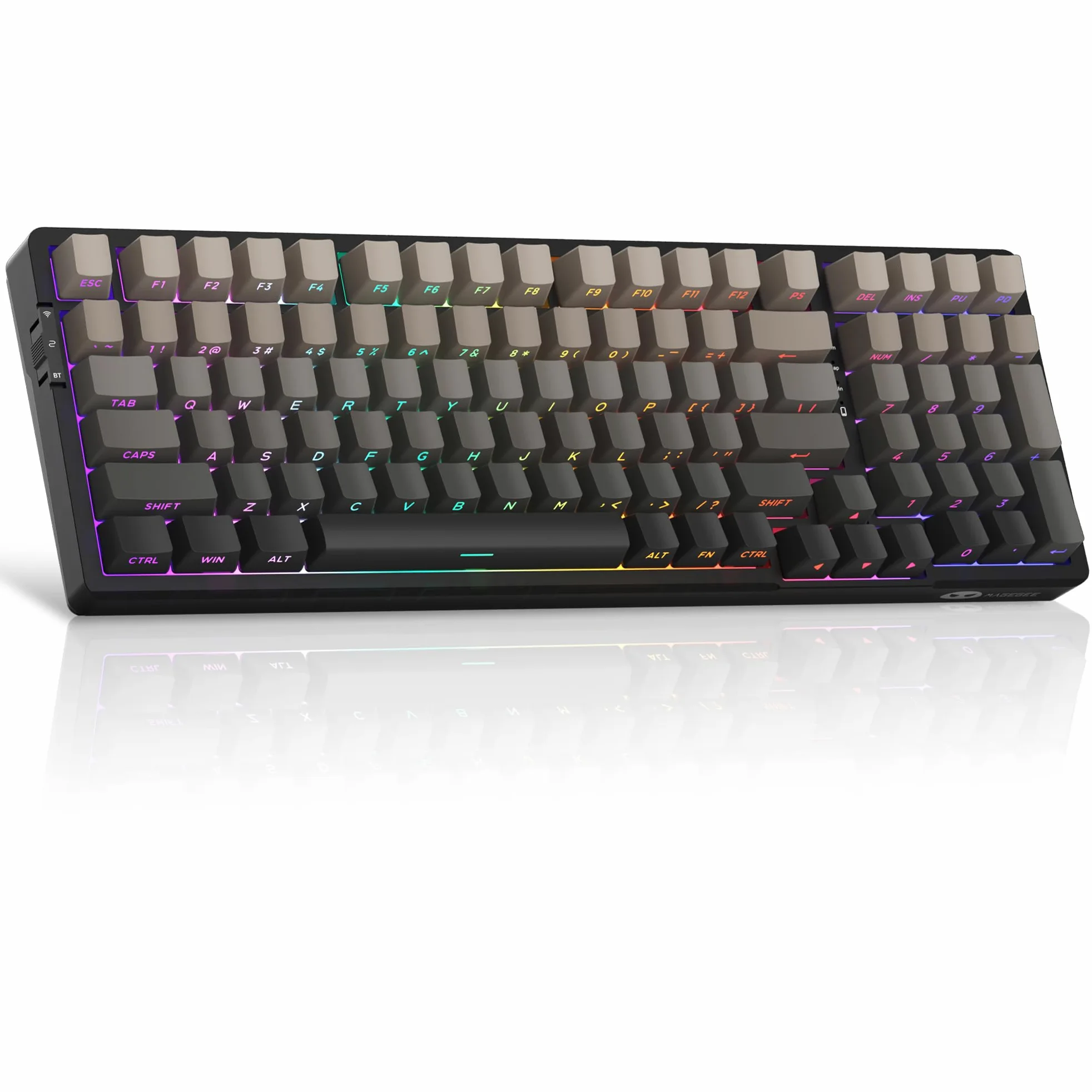 MageGee Tastiera Meccanica Gaming | 8000mAh 2,4 GHz/Bluetooth/USB-C RGB, Anti-ghosting, Tastiera Retroilluminata LED RGB Per PC, Computer, Laptop, Mac (Grigia - 8000mAh)