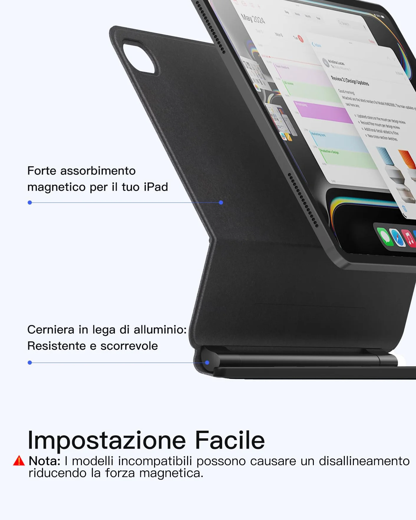 Inateck Custodia tastiera magnetica per iPad 10ª generazione 10,9 pollici/11ª generazione 2025 A16 11 pollici : supporto flottante, retroilluminazione 7 colori e trackpad, KB09119-10