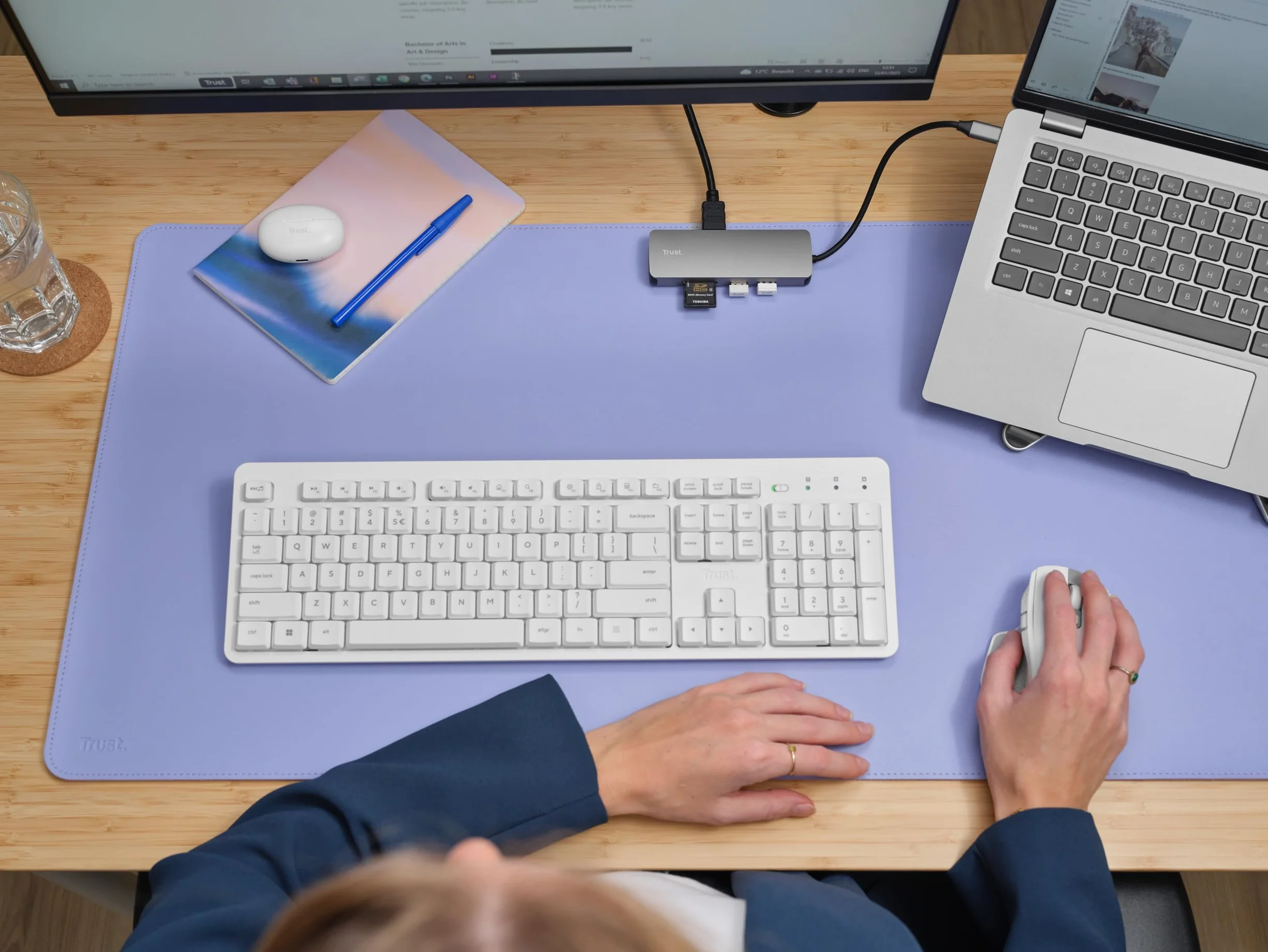 Trust Vylor Hub USB C 8-in-1 Adattatore HDMI 4K@60Hz, Gigabit Ethernet, Lettore di Schede MicroSD/SD, USB-C USB-A, Porta di Ricarica 100W, Docking Station PC Computer Portatili Dell HP MacBook