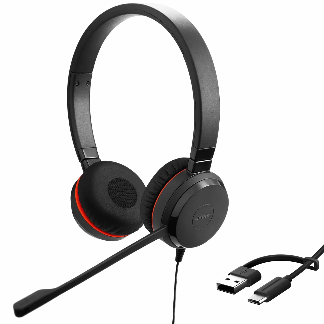 Jabra Evolve 20 SE - Cuffie stereo certificate Microsoft per softphone VoIP con cancellazione passiva del rumore - USB-C/A - Nero