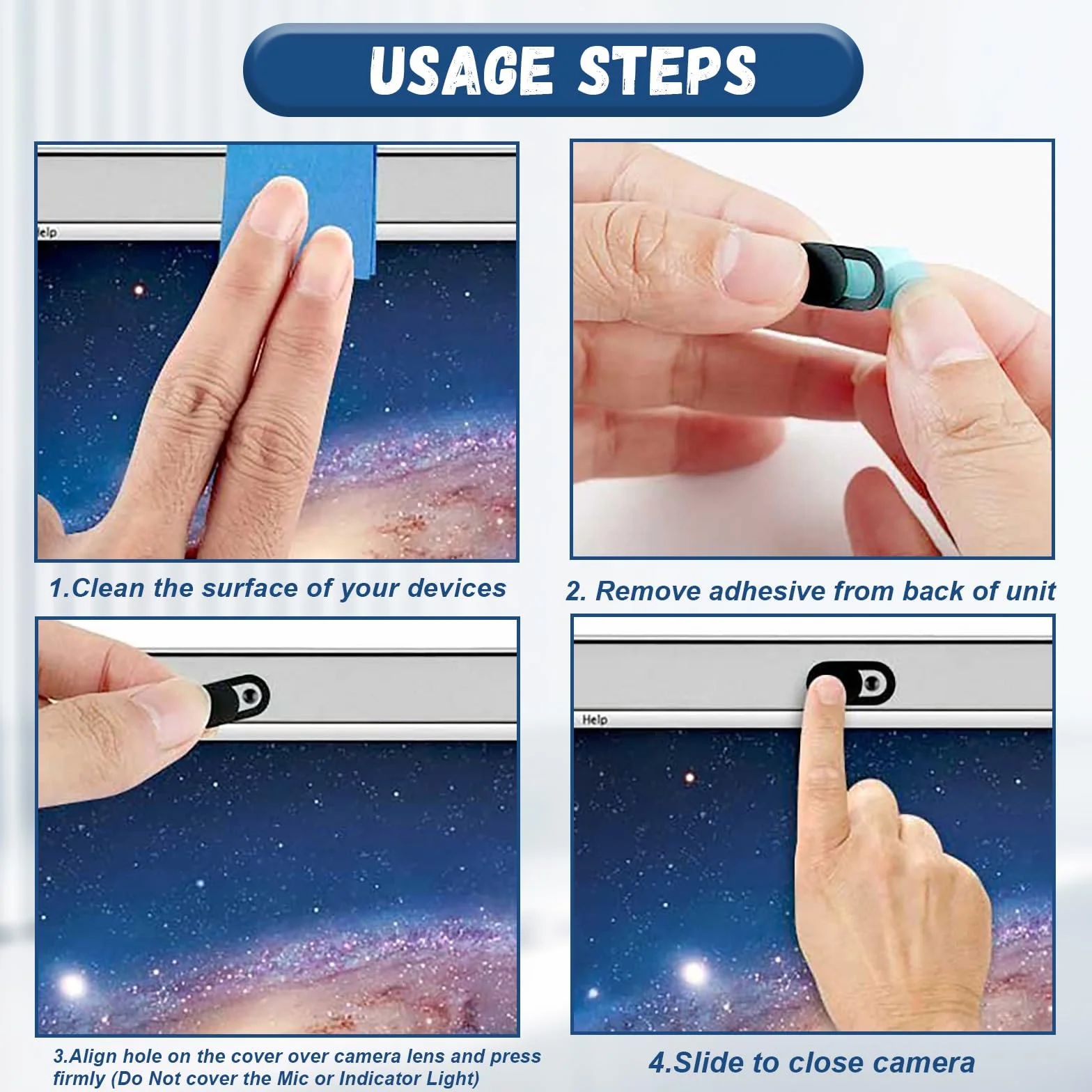 24 Copri WebCam Nero, Custodia per FotoCamere Laptop, Accessori PC Portatili, Adatto per Telefoni Cellulari e Tablet
