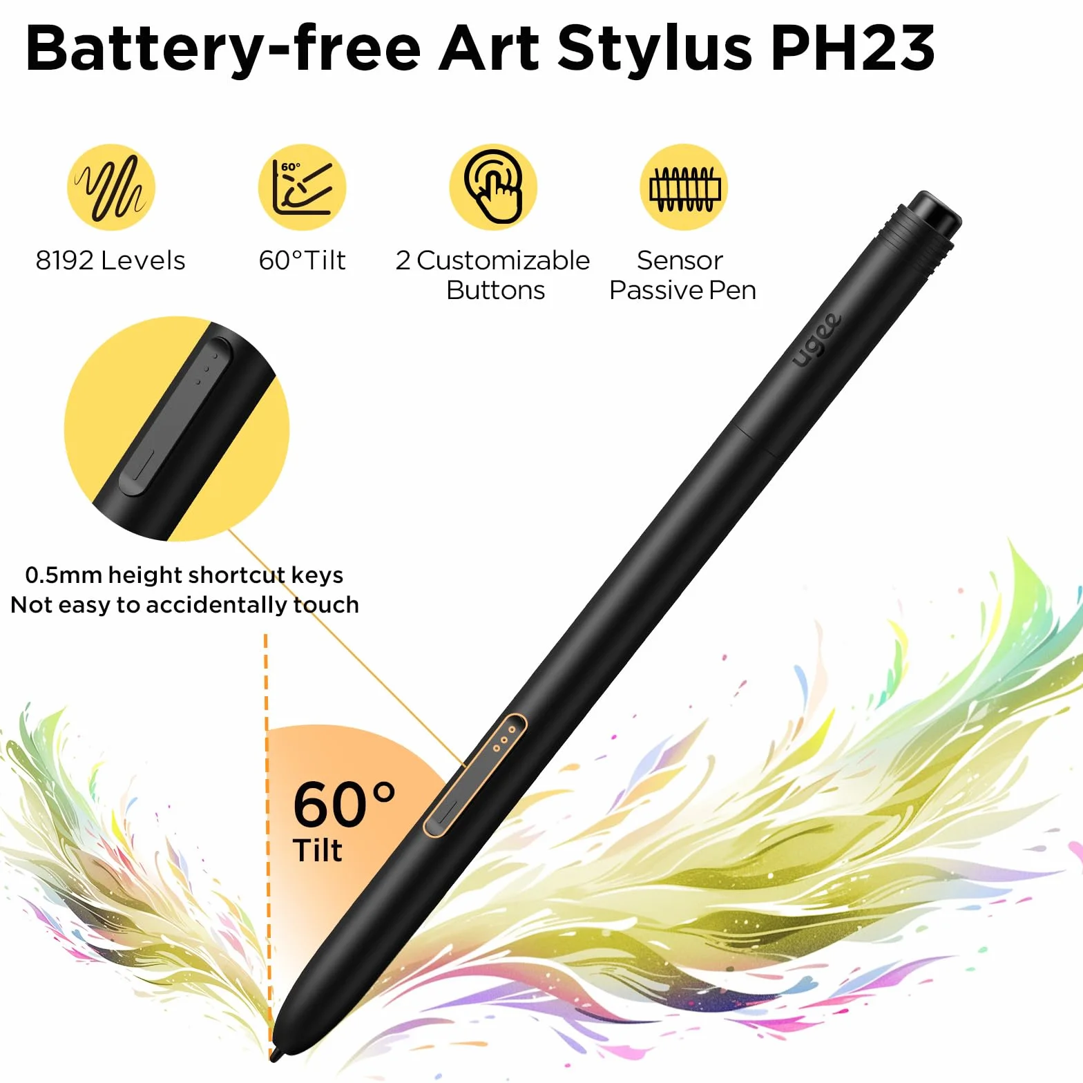 ugee M808 10 x 6.25 Inch Large Graphic Tablet for PC, Drawing Tablet with 8 Shortcut Buttons, Battery-Free Pen of the New Generation