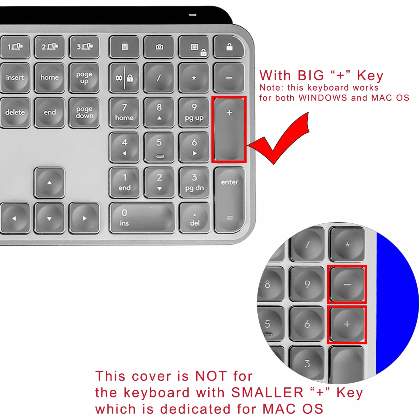 Tastiera per Windows Versione Logitech MX Keys S/MX Keys/Craft Keyboard (layout EU/IT,Tasto Invio Forma 7", con tasti numerici) - Protezione tastiera