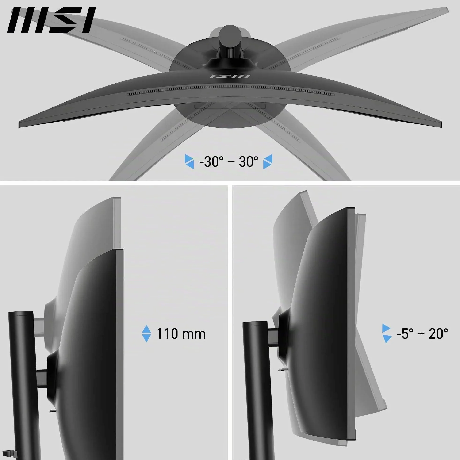 msi Modern MD342CQP Monitor Curvo 34” UWQHD 1500R – Pannello VA 3440 x 1440, KVM, PIP/PBP, Ampia gamma colori, Altoparlanti integrati, Regolazione in 3 direzioni – HDMI 2.0b, DisplayPort 1.4a
