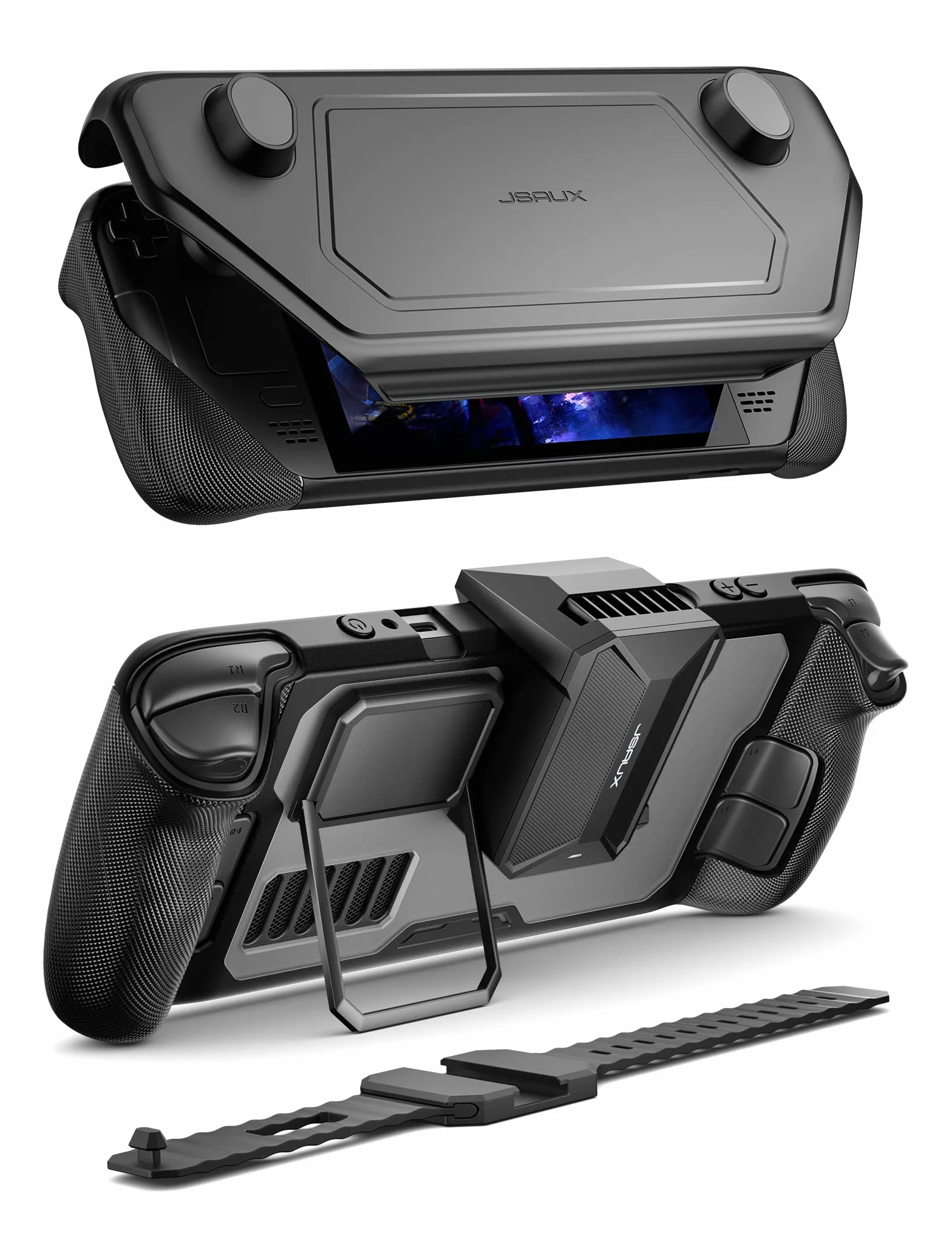 JSAUX PC0104 ModCase Compatibile con Steam Deck/OLED, il coperchio modulare Include Raffreddamento Ventola, Copertura Anteriore Staccabile, Guscio Protettivo, Metal Holder and Strap-Raffreddatore Set