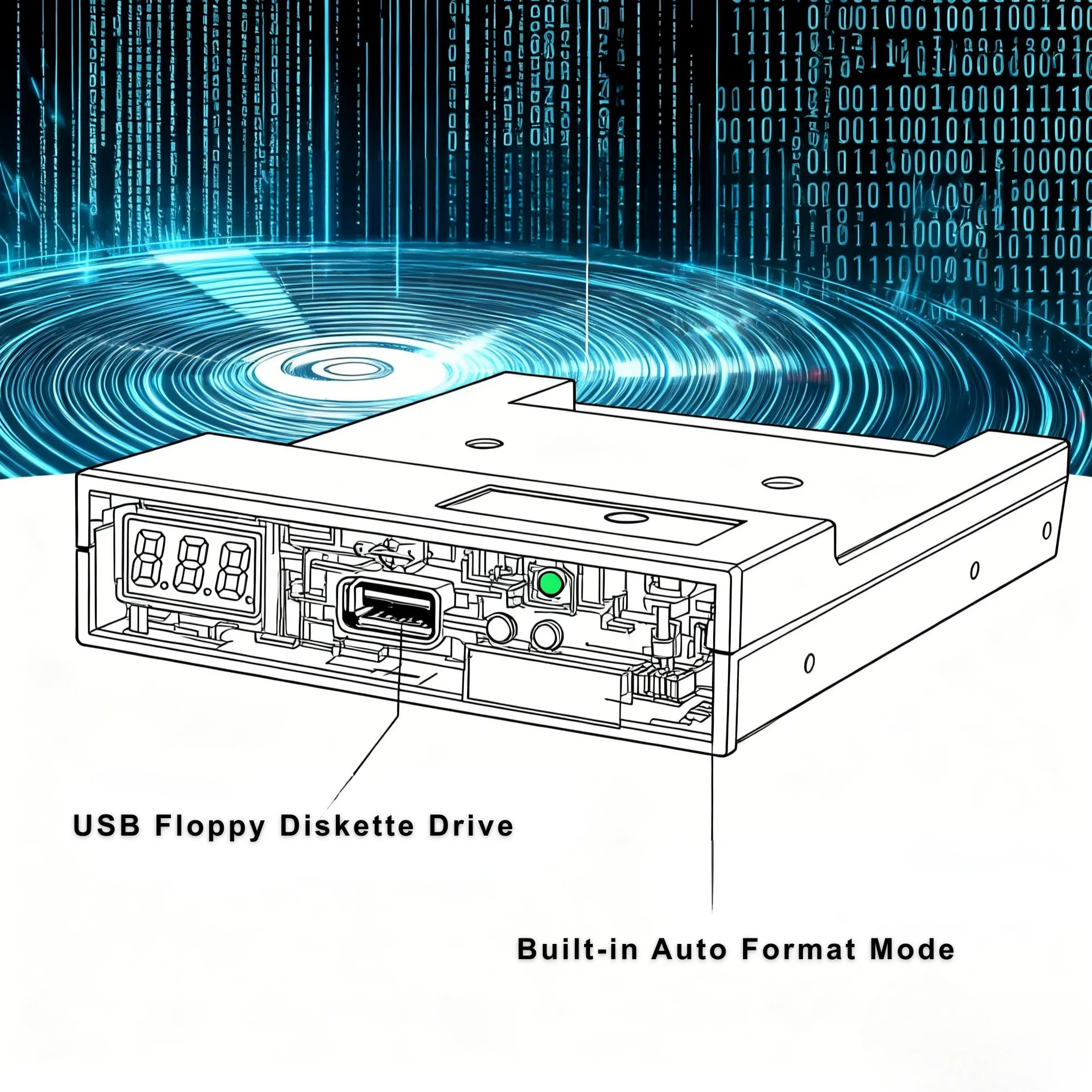 Emulatore per unità floppy SFR1M44-U100, 1,44 MB 3,5" USB Floppy Unità floppy con USB SSD Floppy Emulator compatibile con tastiere musicali e organi elettronici, nero