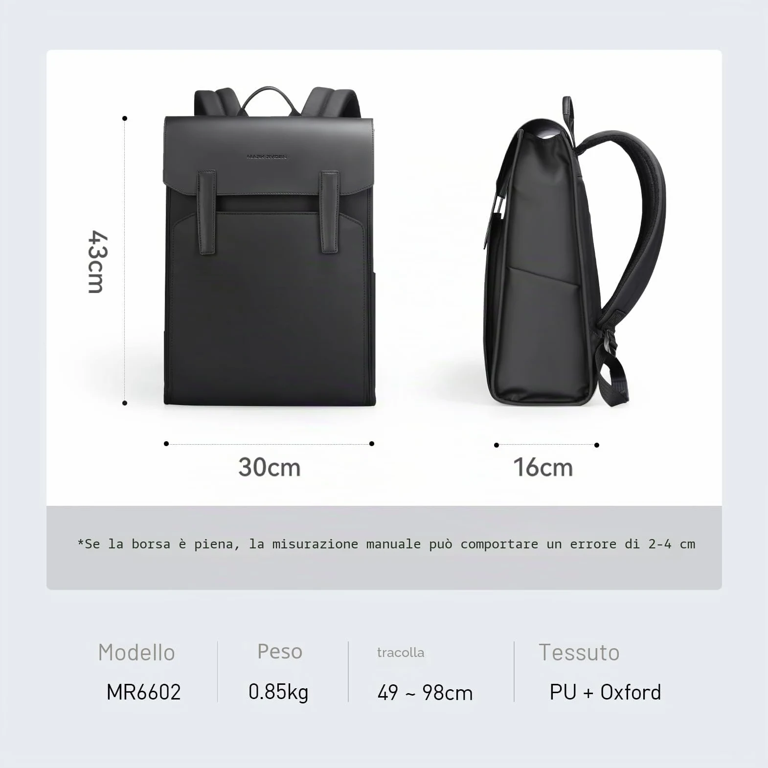 MARK RYDEN Zaino Porta PC 15,6" Leggero per Uomo, Zaino Business in Pelle Impermeabile, Multifunzione con Chiusura Magnetica High-Tech, Ideale per Spostamenti, Scuola e Viaggi di Lavoro