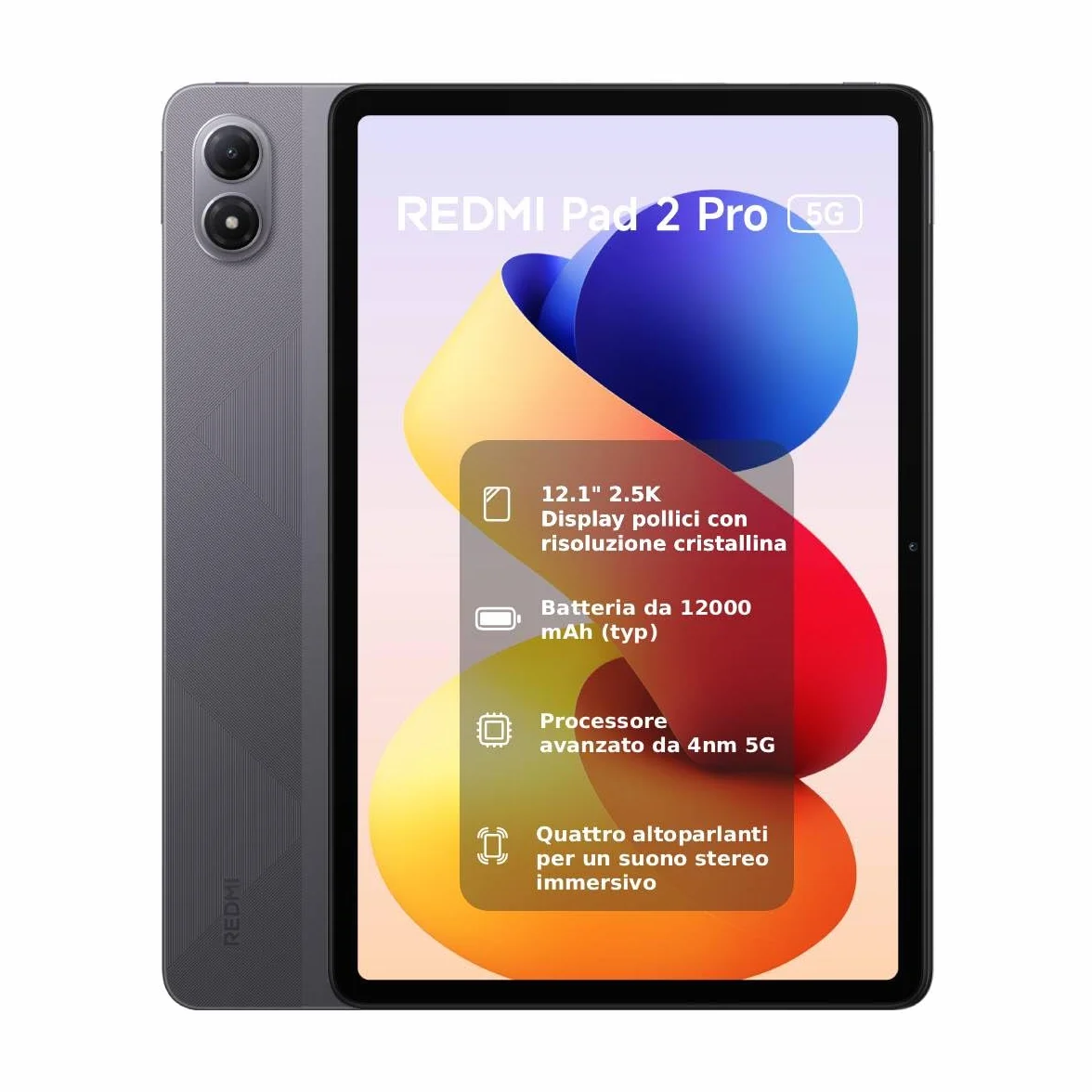 Xiaomi Redmi Pad 2 Pro 5G 8+256GB 12.1" Display 2.5K 120Hz Batteria 12000mAh Dolby Atmos Grigio Grafite
