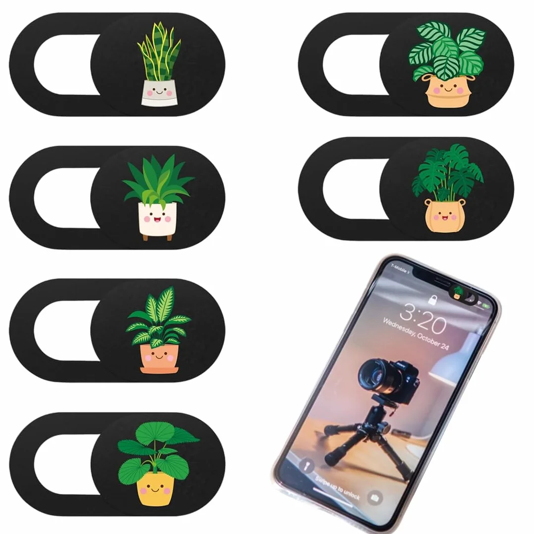 Set Copri Webcam Ultrasottile con Motivo Vegetale per Protezione Privacy 6 Pezzi