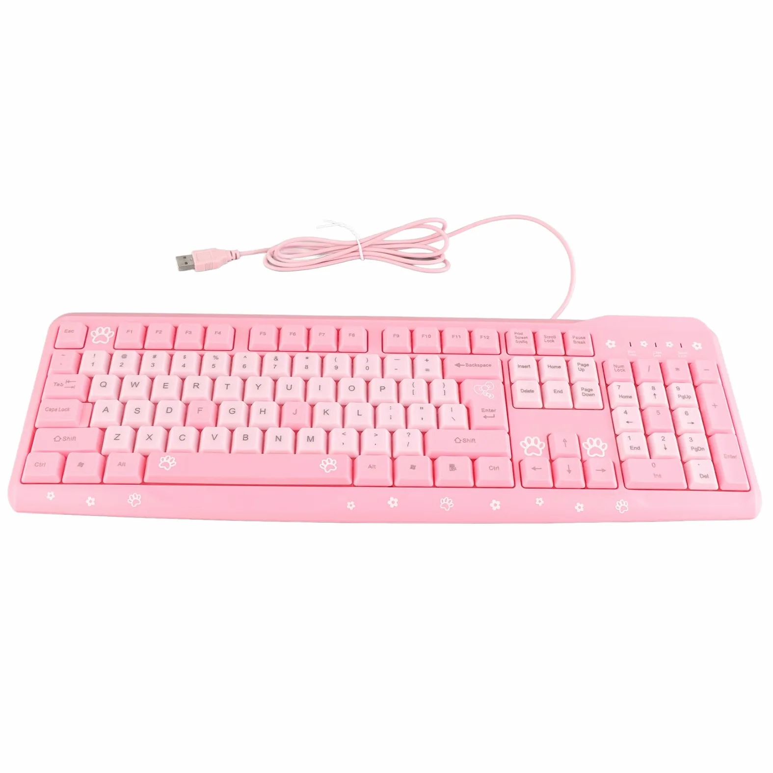 Dioche Sanrio Tastiera Rosa Tastiera Usb Wired Ultrasottile Carino Cartoon Per Casa Ufficio Laptop Computer Universale (Rosa)