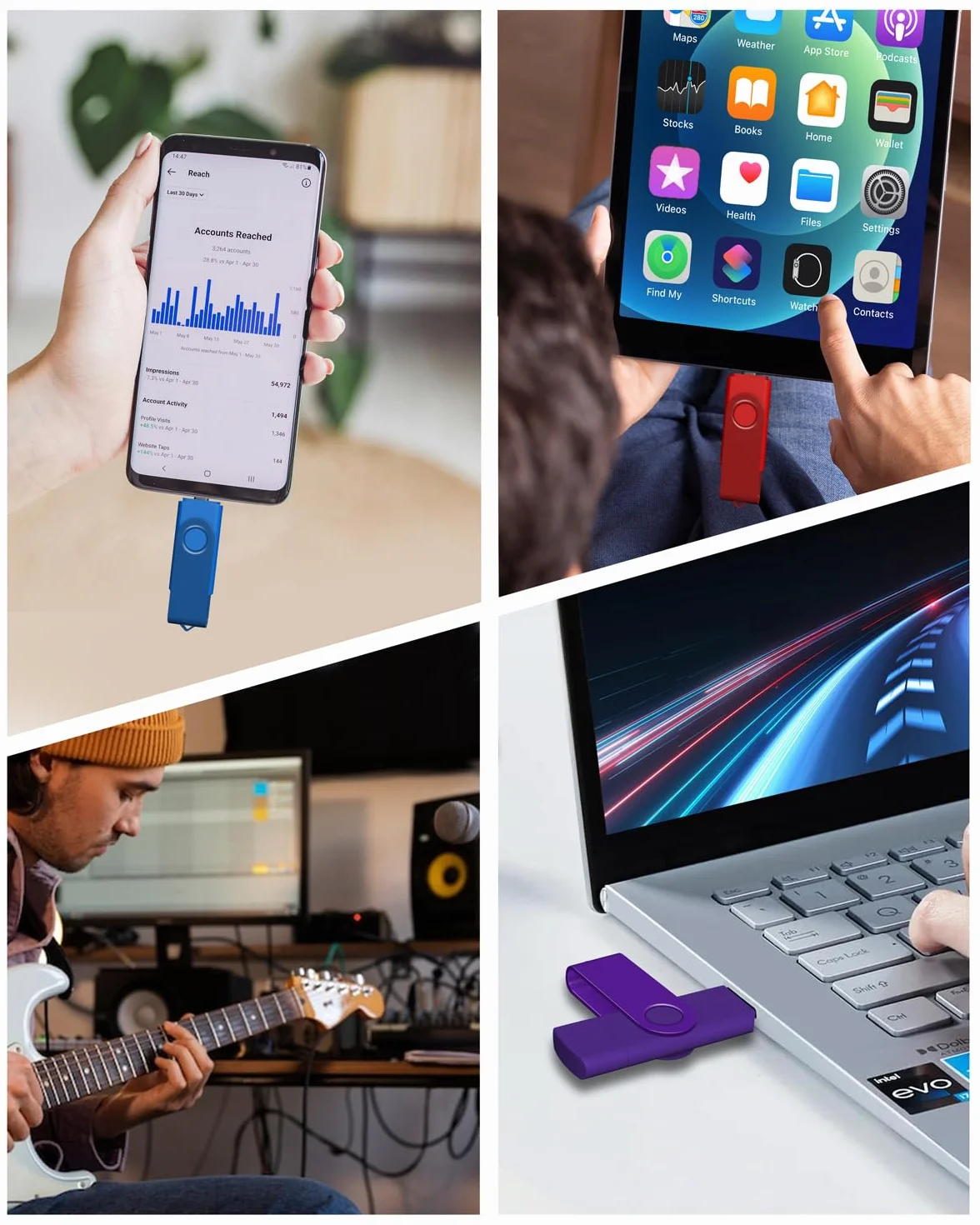 AreTop Chiavetta USB C da 64 GB, doppia chiavetta USB 2.0 da 64 GB, design girevole, 2 in 1, portatile, di tipo C, per smartphone Android, computer, MacBook, tablet, PC, confezione da 10