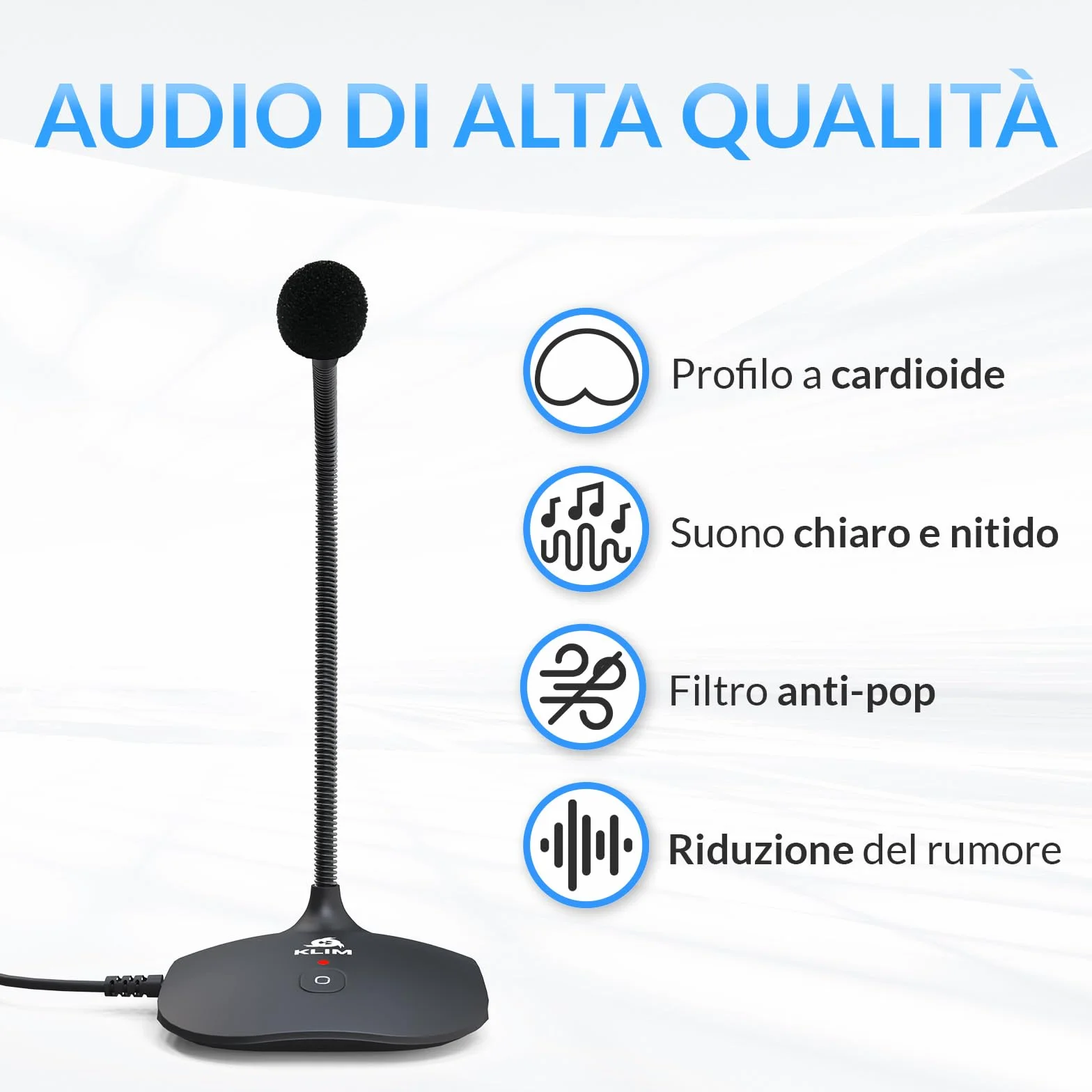KLIM Talk – Microfono USB PC e PS4 – Microfono da Scrivania Omnidirezionale a Condensatore – Vasta Compatibilità – Plug & Play – Audio Professionale ad Alta Definizione - Nero [Nuova Versione]