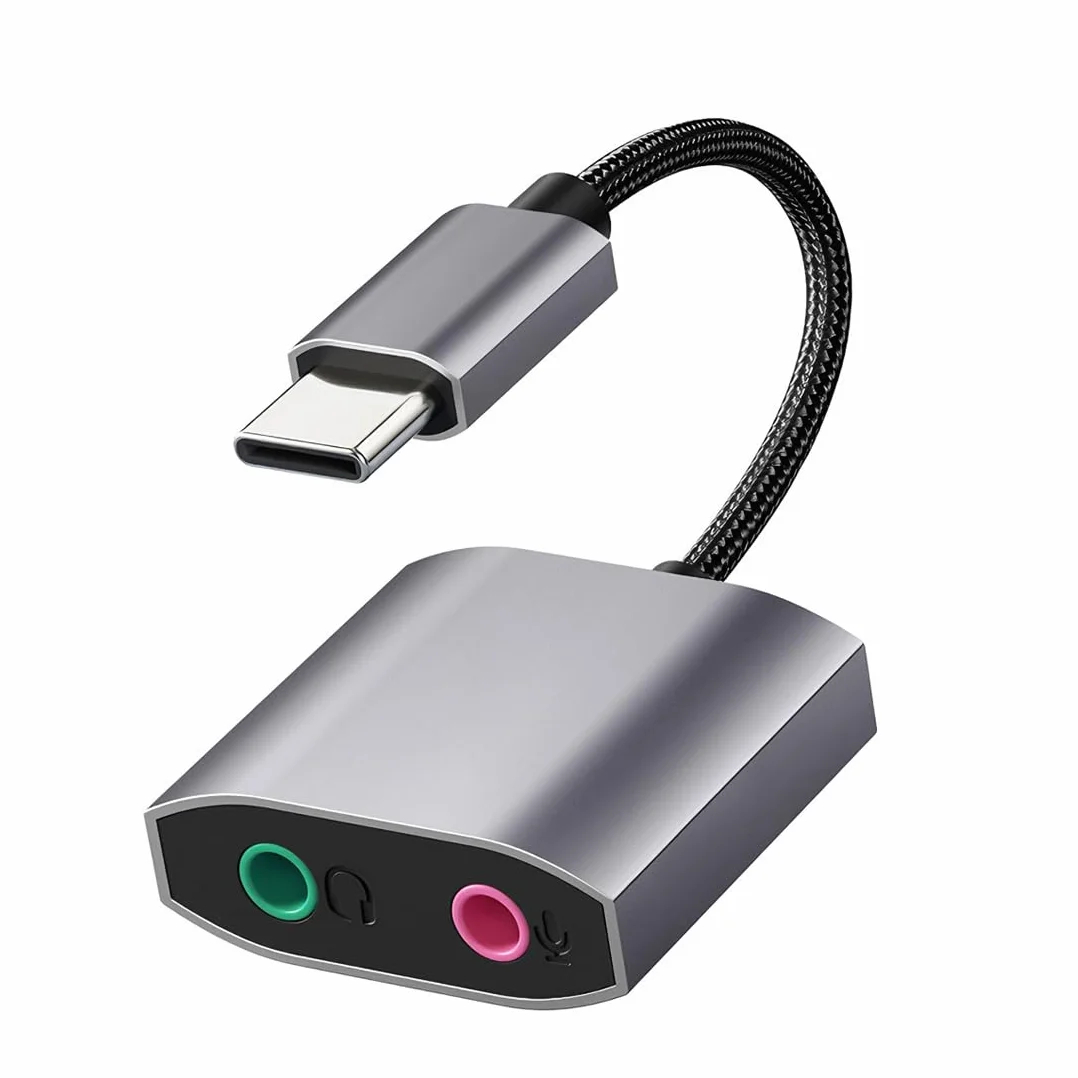 Scheda Audio Esterna USB C, Adattatore Audio Tipo C a Jack 3,5mm Hi-Fi 24-bit/96kHz, Convertitore Audio con Ingresso Microfono e Uscita Cuffie, Plug & Play per PC, Laptop, perPS5PS4Xbox