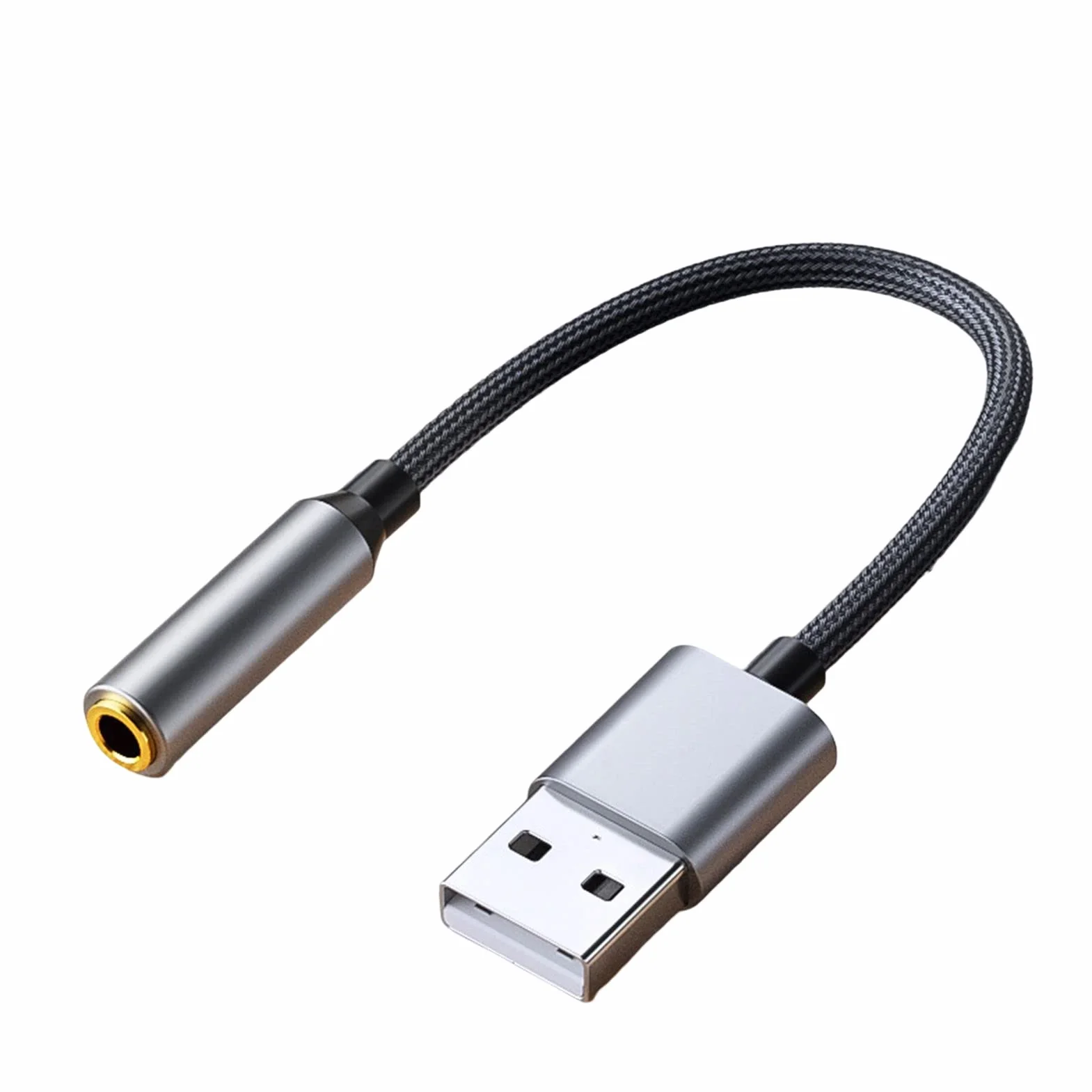 Convertitore audio audio stabile trasmissione dati USB a 3,5 mm Scheda audio desktop portatile pratico grigio argento 20 cm