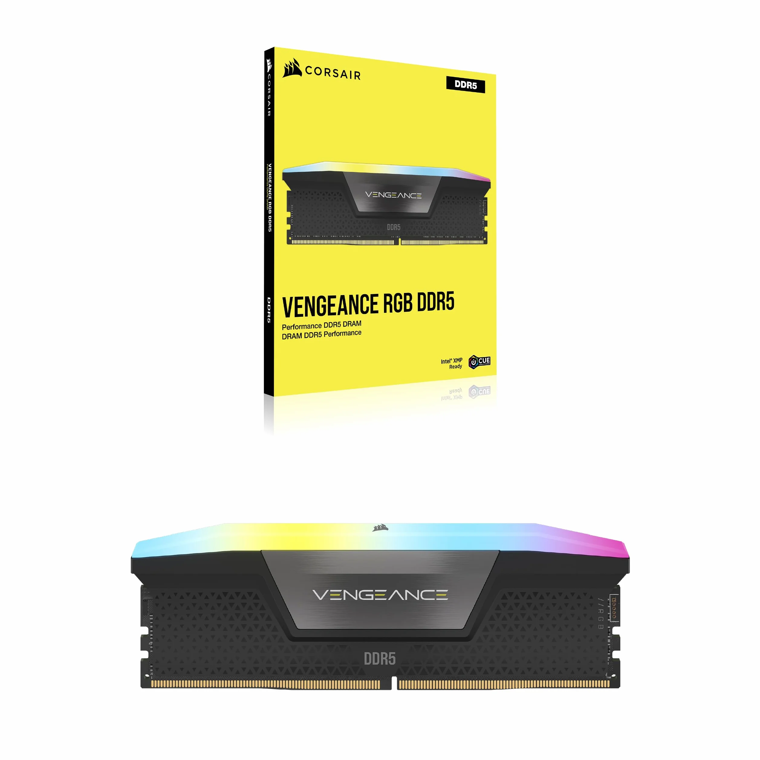 CORSAIR VENGEANCE RGB DDR5 16GB (1 x 16GB) Fino a 5200MHz INTEL RAM | Memoria Per Computer Desktop, Compatibile con Intel XMP 3.0, CL40, Nero, CMH16GX5M1B5200C40